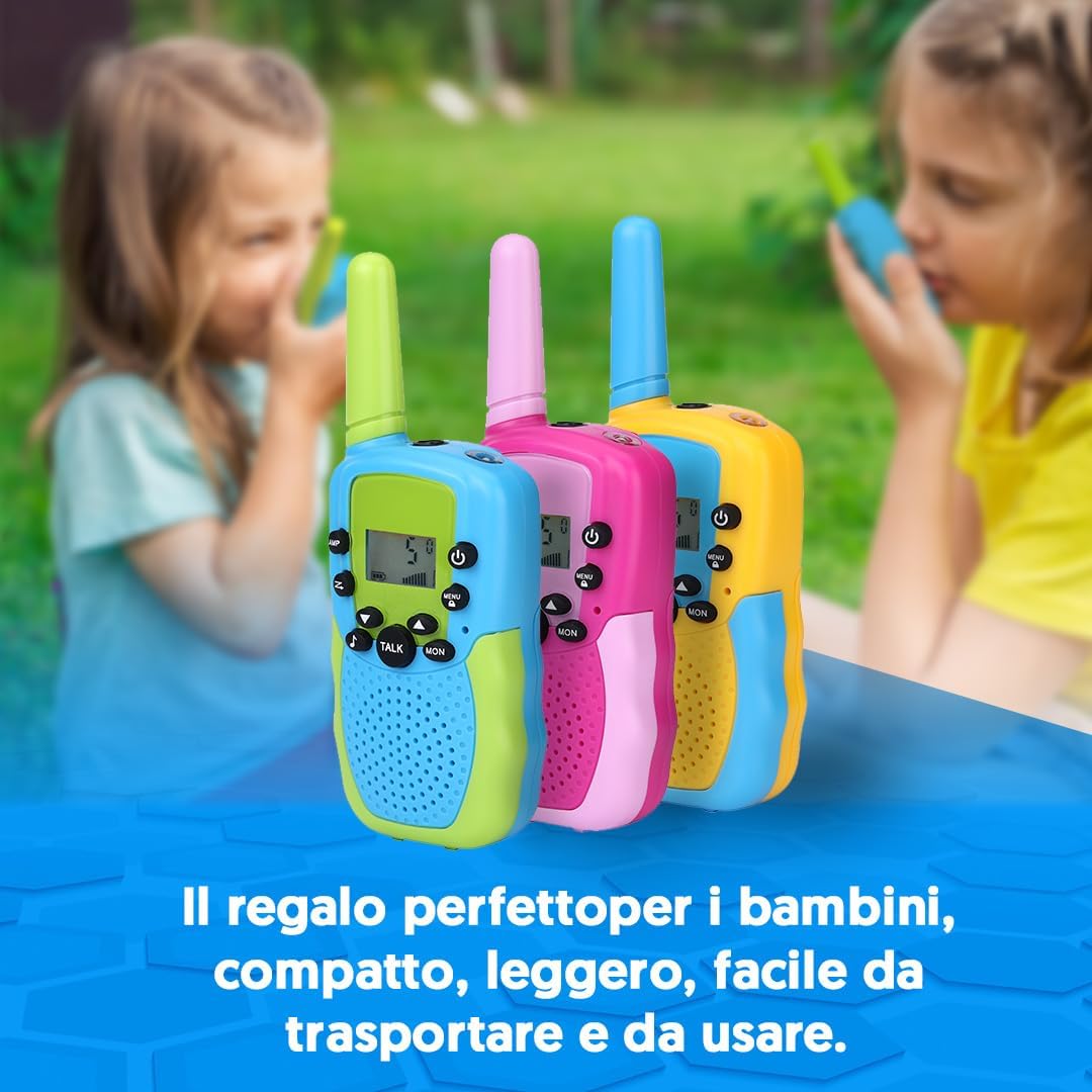 Thumbnail 2 de NK Set di 3 Walkie-Talkie per Bambini (4-9 anni) con Display LED e Torcia, 22 Canali, 3 km, Batterie Incluse