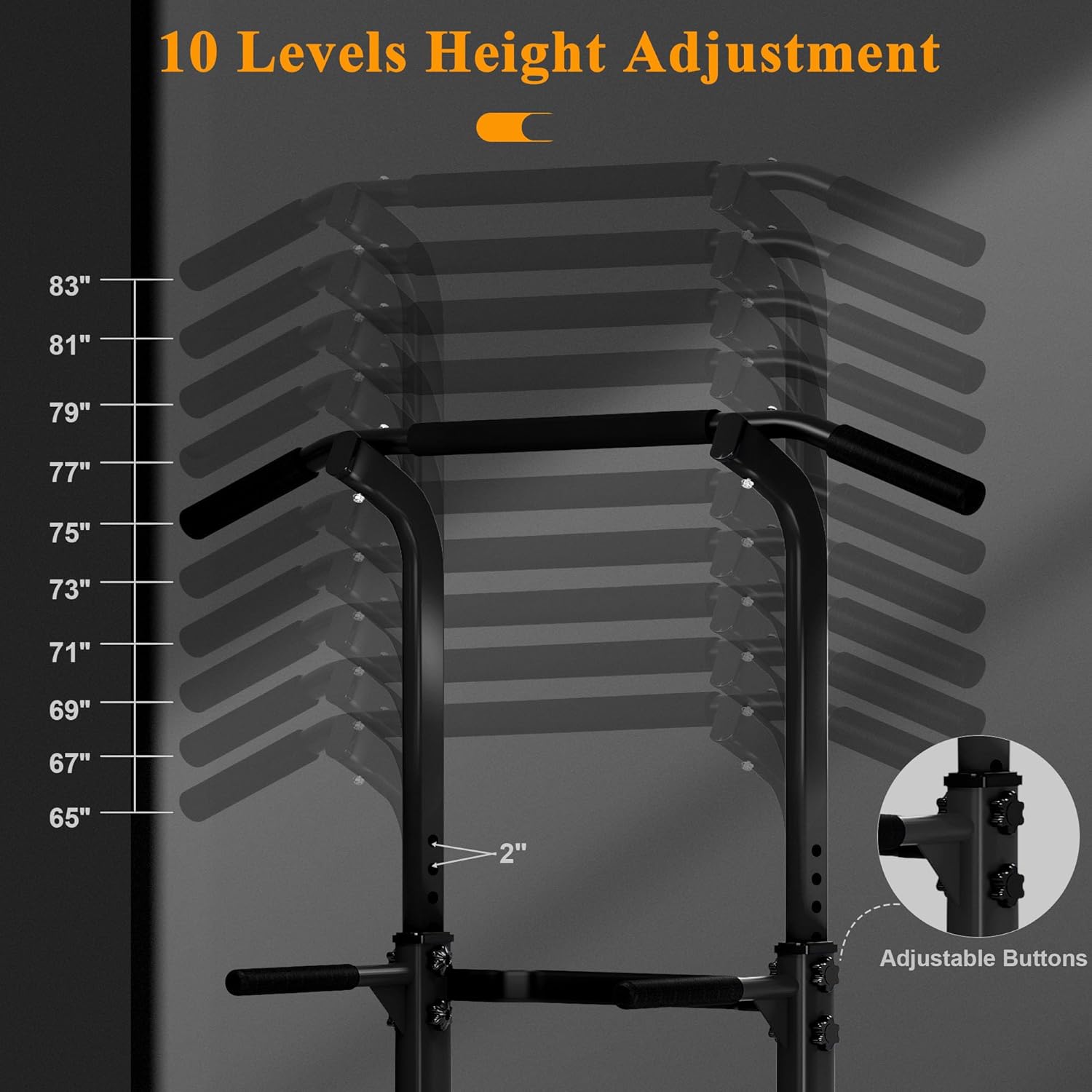 Thumbnail 5 de sogesfurniture Power Tower mit Dip Station & Dip-Barren, höhenverstellbar 165–210 cm