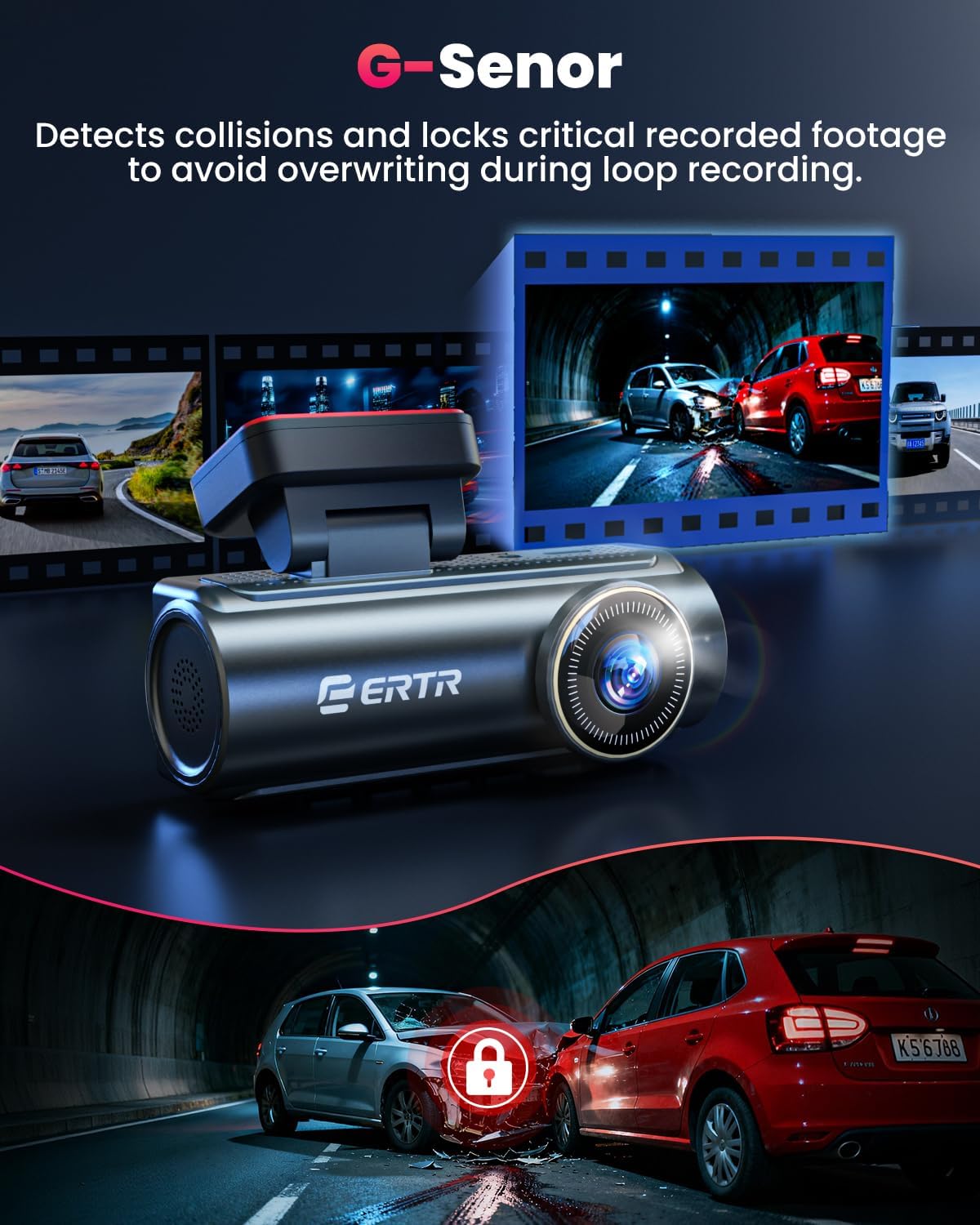 Thumbnail 4 de 4K Dash Cam Front and Rear with 64GB SD Card — Dual 4K/1080P, 5GHz Wi‑Fi, App Control
