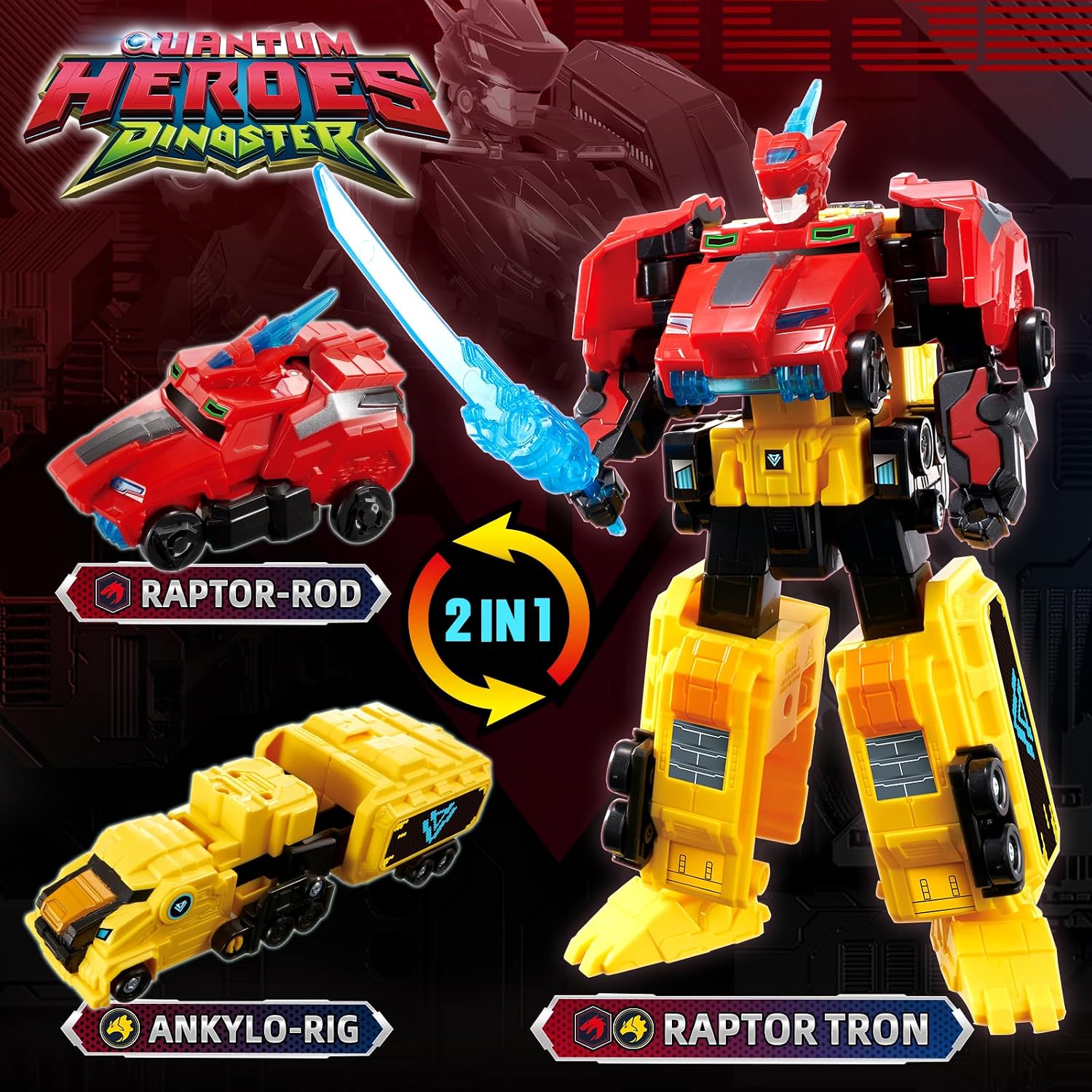 Thumbnail 1 de Quantum Heroes DINOSTER Raptor Tron 2in1 Roboter