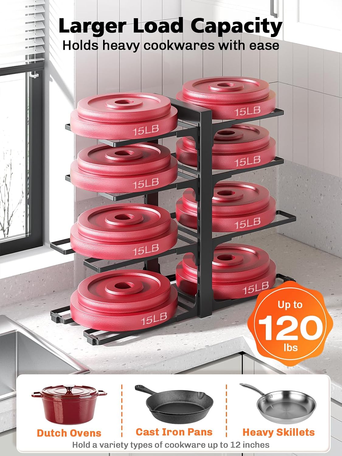 Detalle de MUDEELA Pots and Pans Organizer, 8-Tier