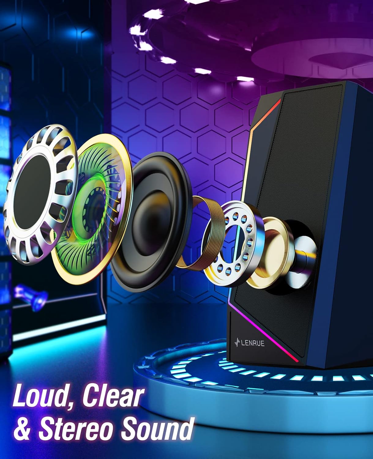 Thumbnail 1 de LENRUE PC Speakers USB-powered stereo speakers