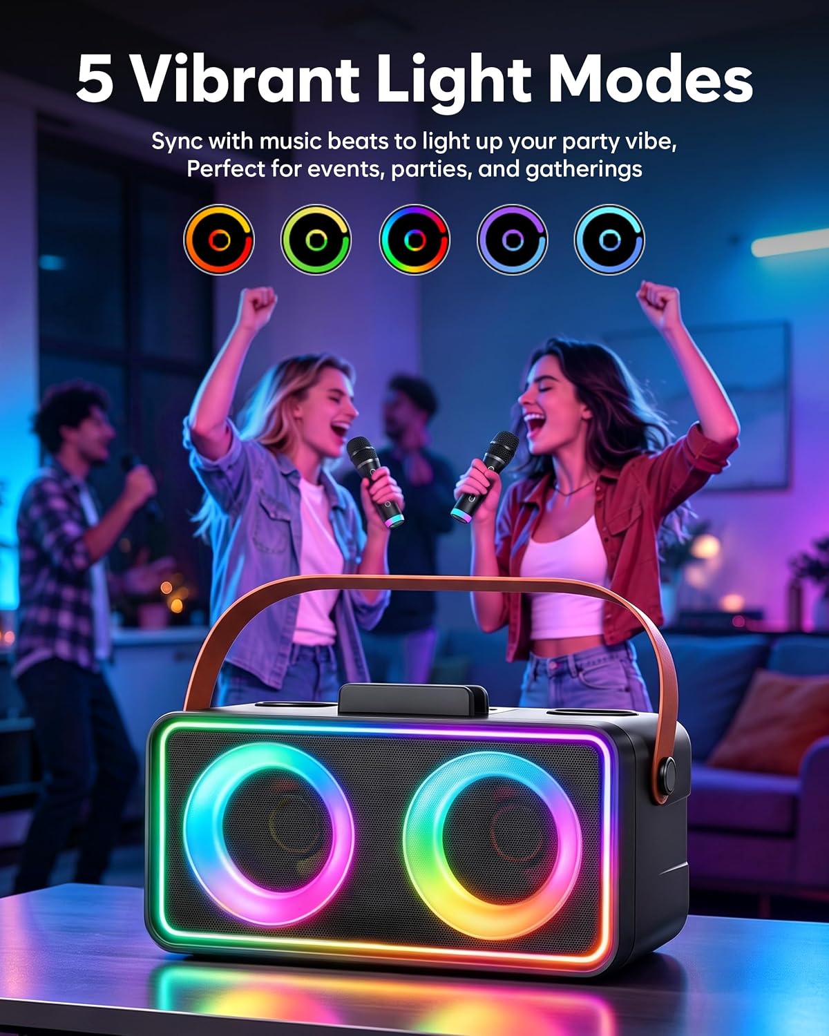 Thumbnail 4 de ultramic K36 Portable Karaoke Machine with Bluetooth 5.3 and Two Wireless Mics