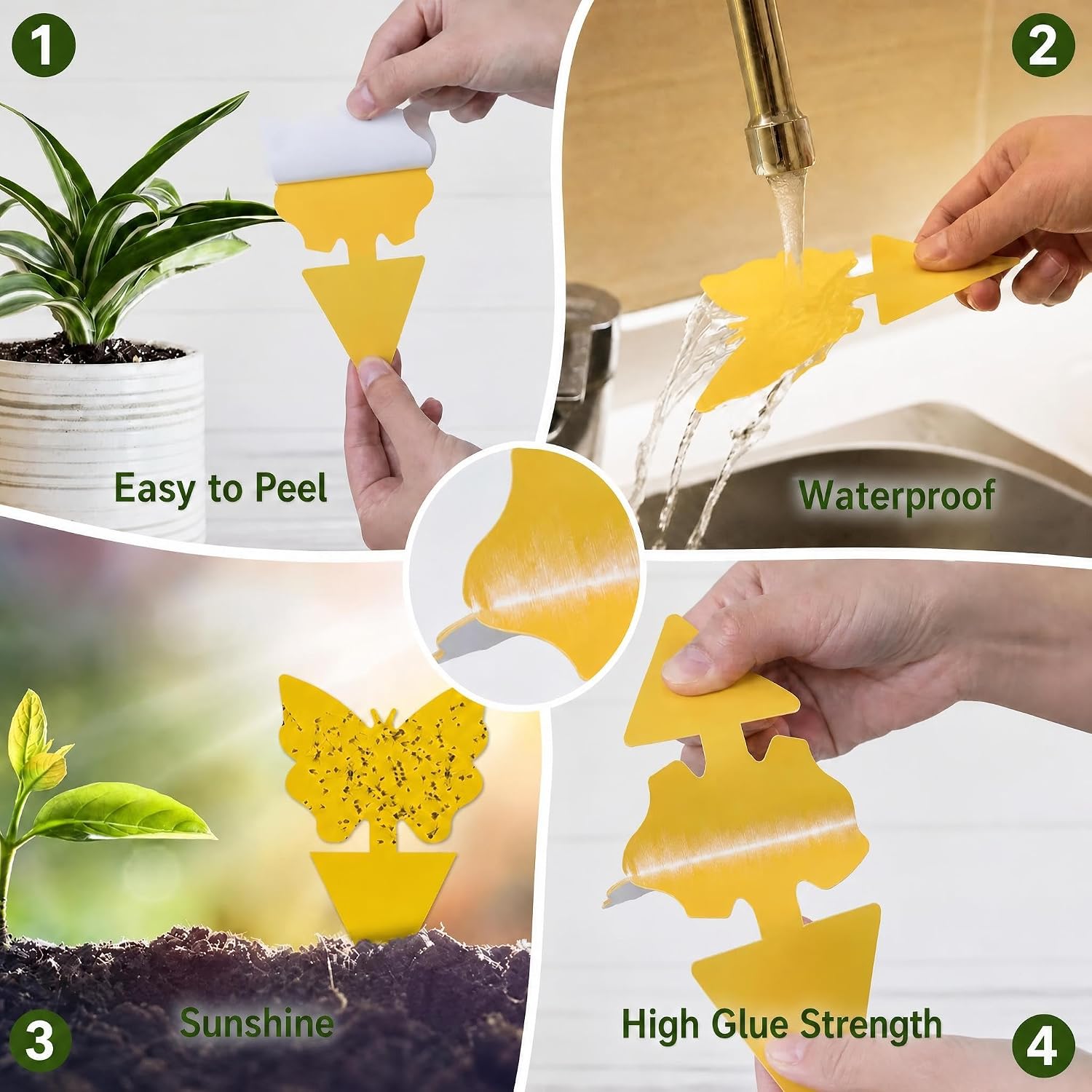 Detalle de Stingmon 36 Pack Stick Fruit Fly Trap, Dual-Sided Yellow Plant Traps