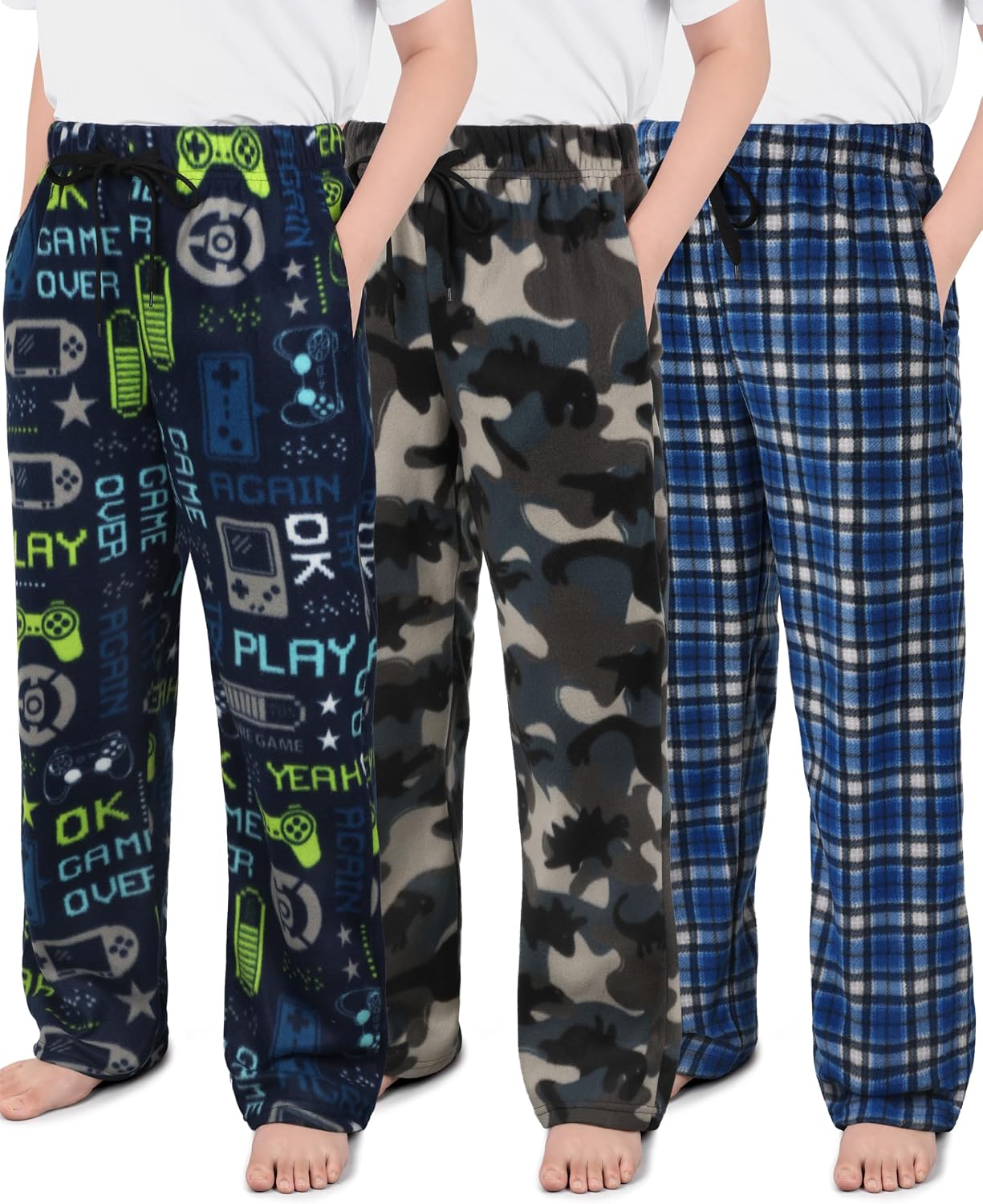 Thumbnail 6 de IHU 3-Pack Boys Micro Fleece Pajama Pants (Plaid Lounge Sleepwear)