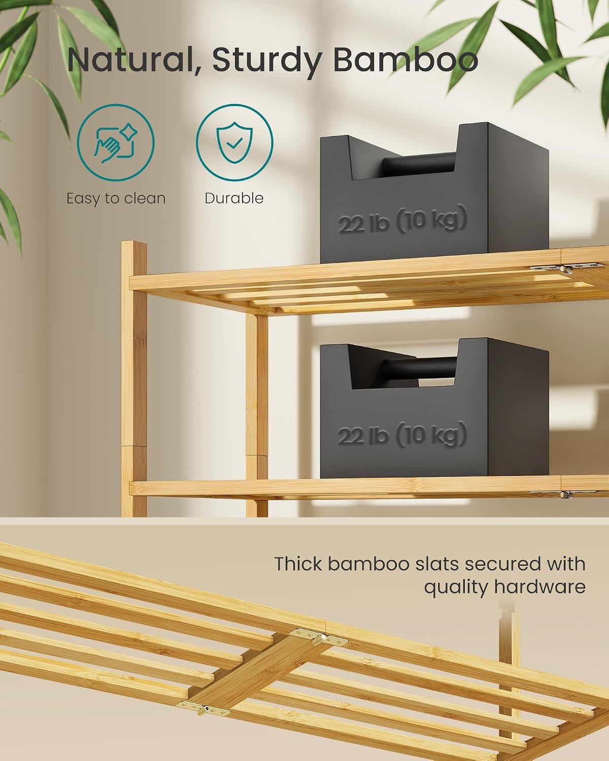 Detalle 2 de SONGMICS Bamboo Shoe Rack