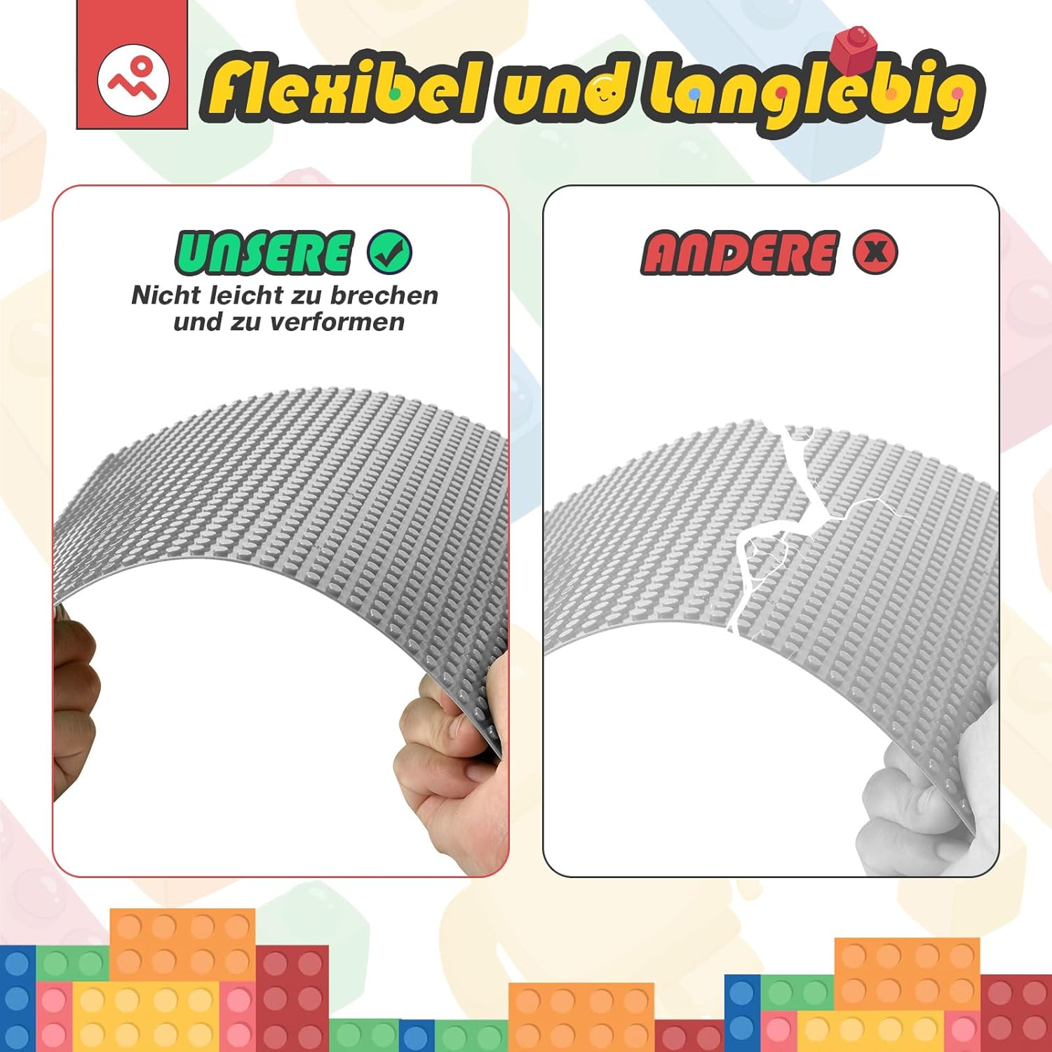 Thumbnail 2 de HUIZDQ 12 Stück Klassische Grundplatten 32x32 Noppen Grau – 100% kompatibel mit großen Marken