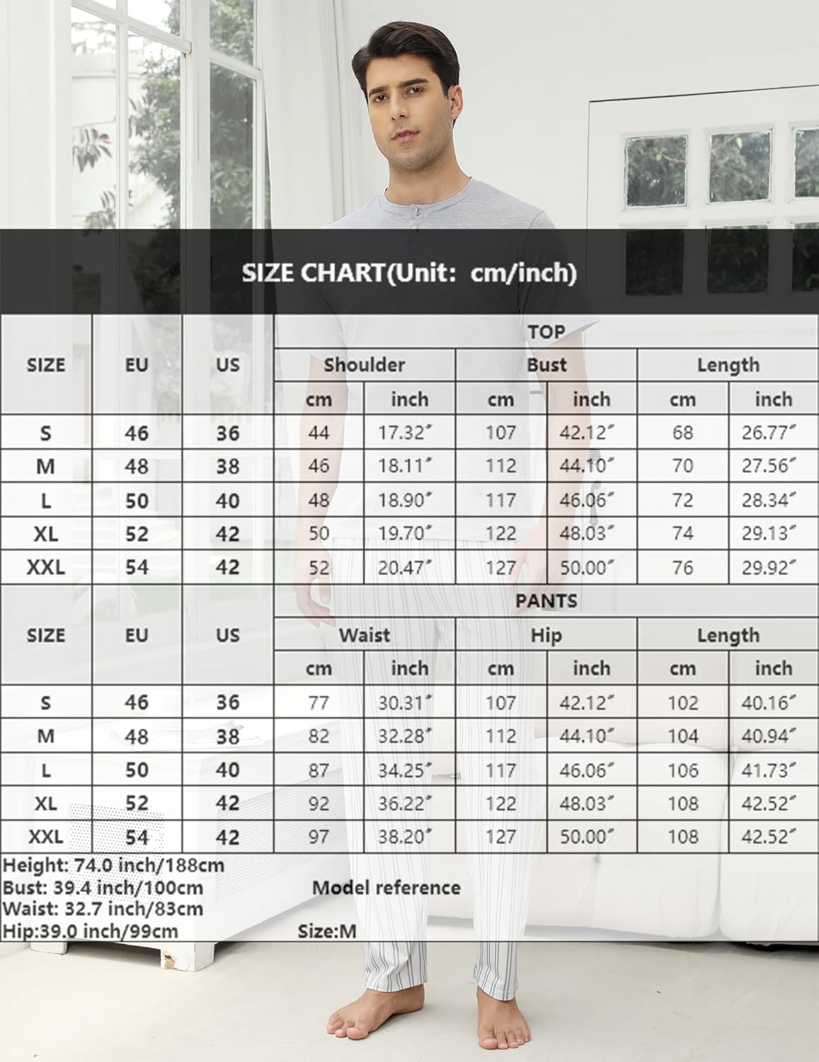 Thumbnail 5 de TeJoyce Men's Cotton Short Sleeve and Pants 2-Piece Pajama Set