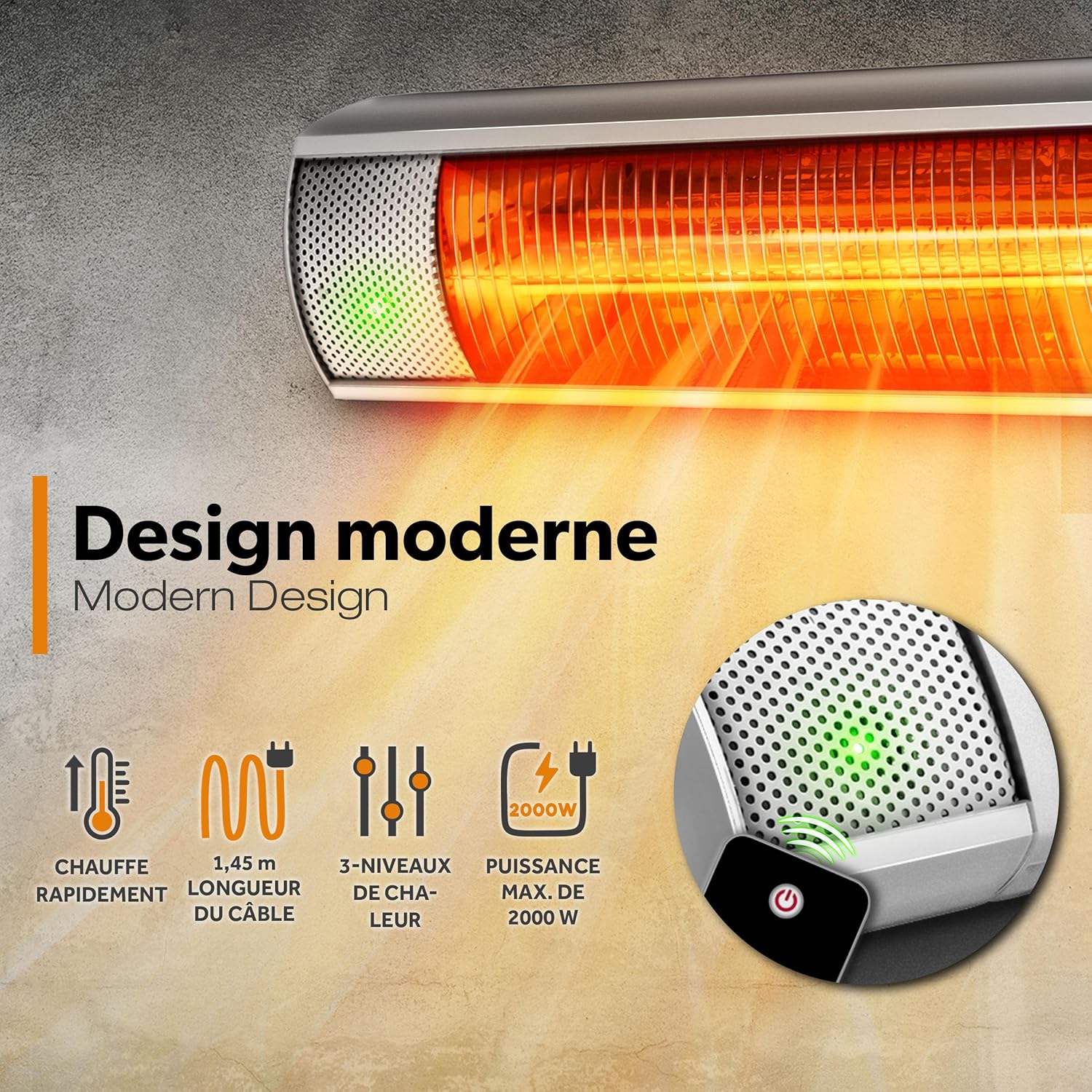 Thumbnail 1 de TRESKO Radiateur infrarouge 2000W pour terrasse