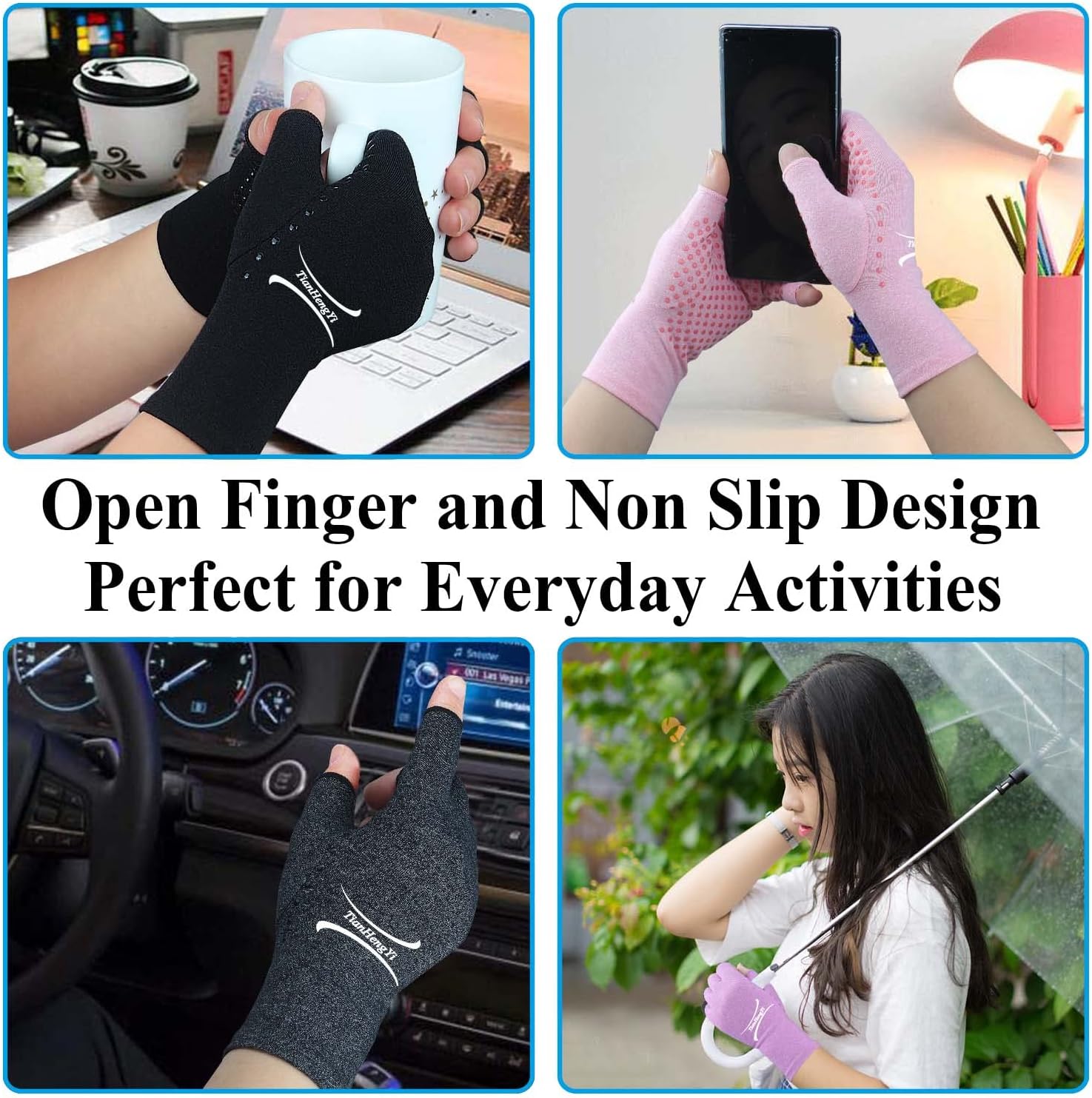 Thumbnail 5 de Tianhengyi Arthritis Gloves, Fingerless Compression Gloves, Small, 2 Pairs