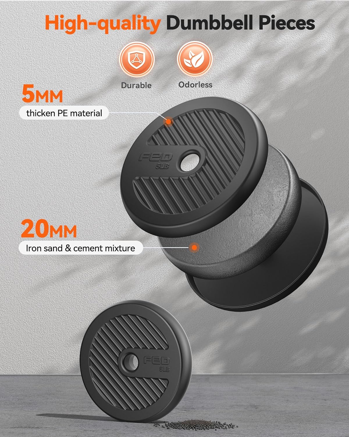 Thumbnail 4 de FEIERDUN DS2 Adjustable Dumbbells 5-in-1 Set (20/30/40/45/70/90 lbs) for Home Gym