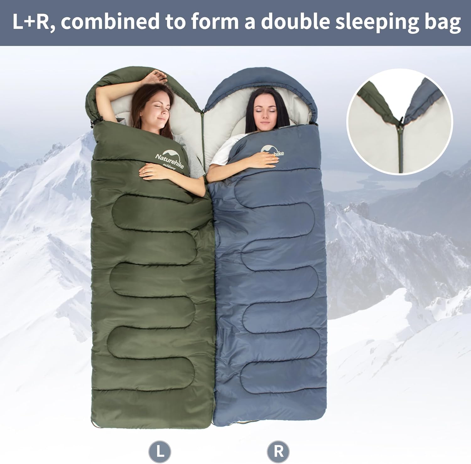 Thumbnail 3 de Naturehike Sac de Couchage Compact 3 Saisons – Double surdimensionné et ultra léger