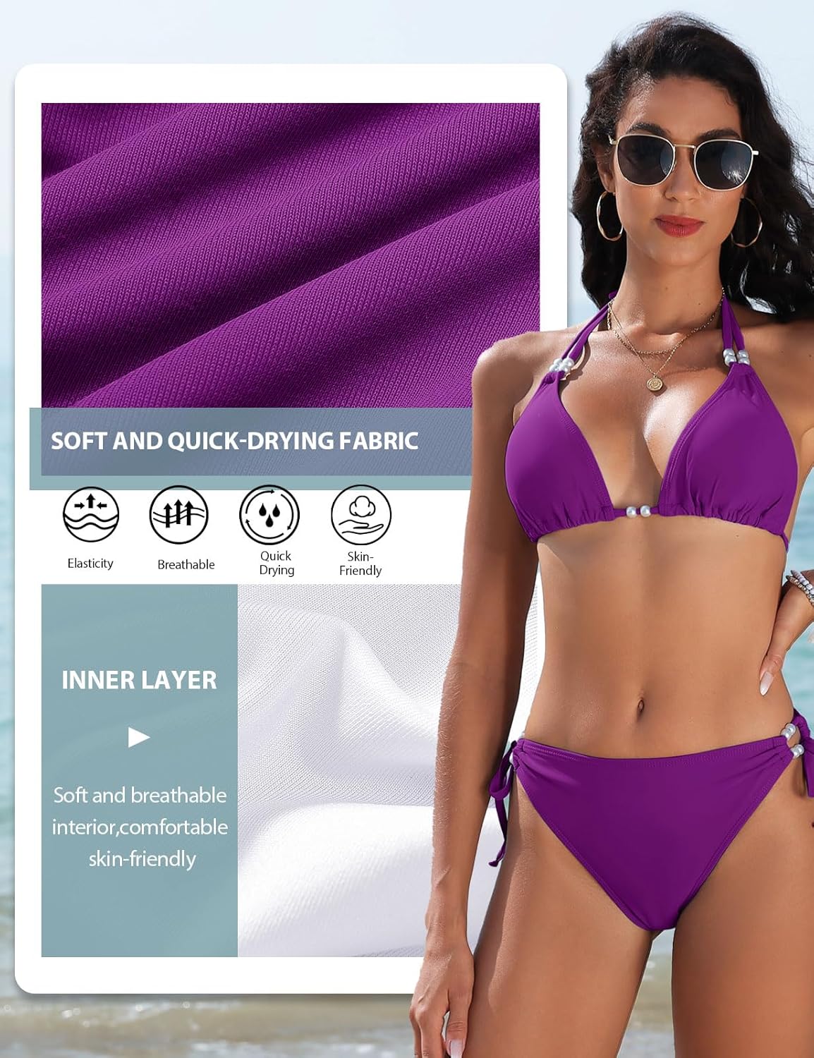Thumbnail 6 de RITOSTA costume da bagno donna due pezzi con brasiliana e reggiseno triangolo imbottito, imbottito e regolabile