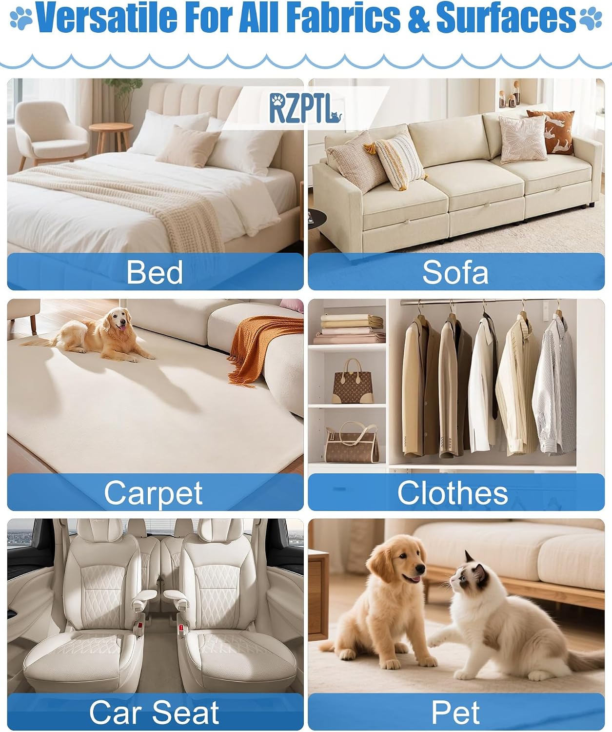 Thumbnail 6 de RZPTL Pet Hair Removal Glove: 2-Pack Five-Finger Electrostatic Grooming Mitts for Dogs and Cats