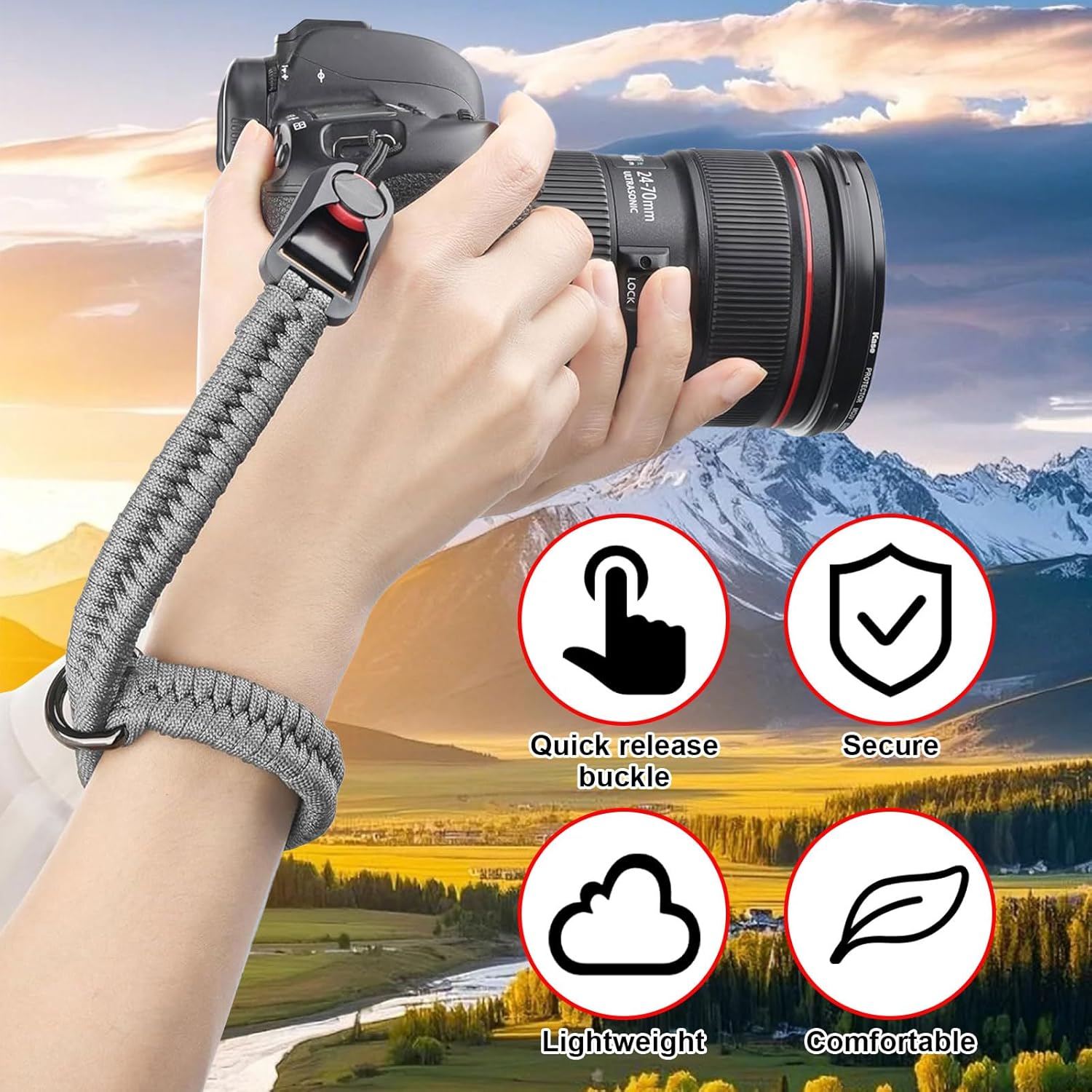 Thumbnail 1 de Chingcoo Kamera-Handschlaufe mit Schnellverschluss – verstellbarer Kameragurt für Outdoor, Kletterseil-Optik