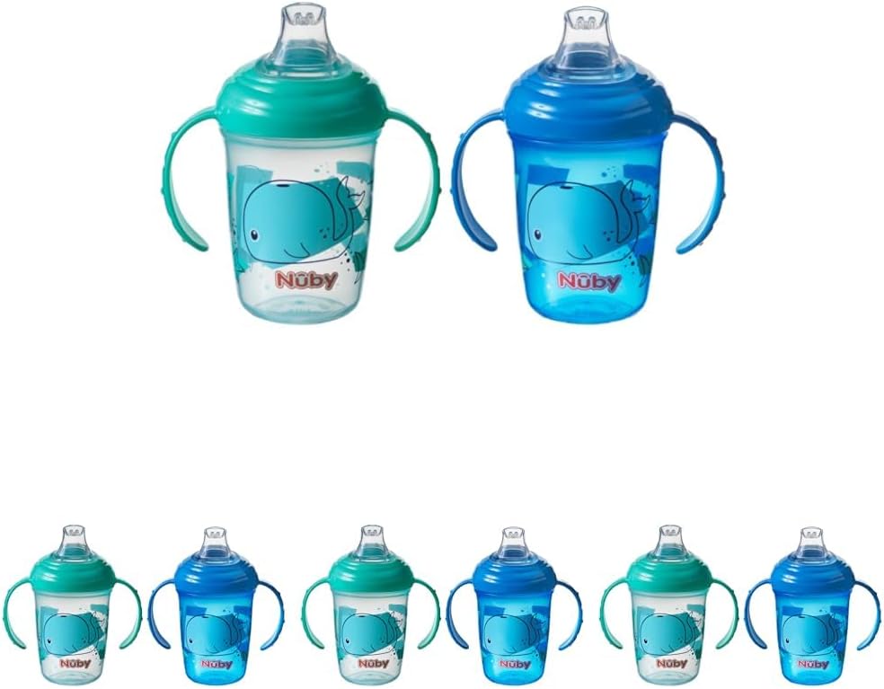 Detalle 1 de Nuby PP Grip N Sip Water Bottle – No Spill Sippy Cup (240ml, Bees, Twin Handle) – Pack of 2