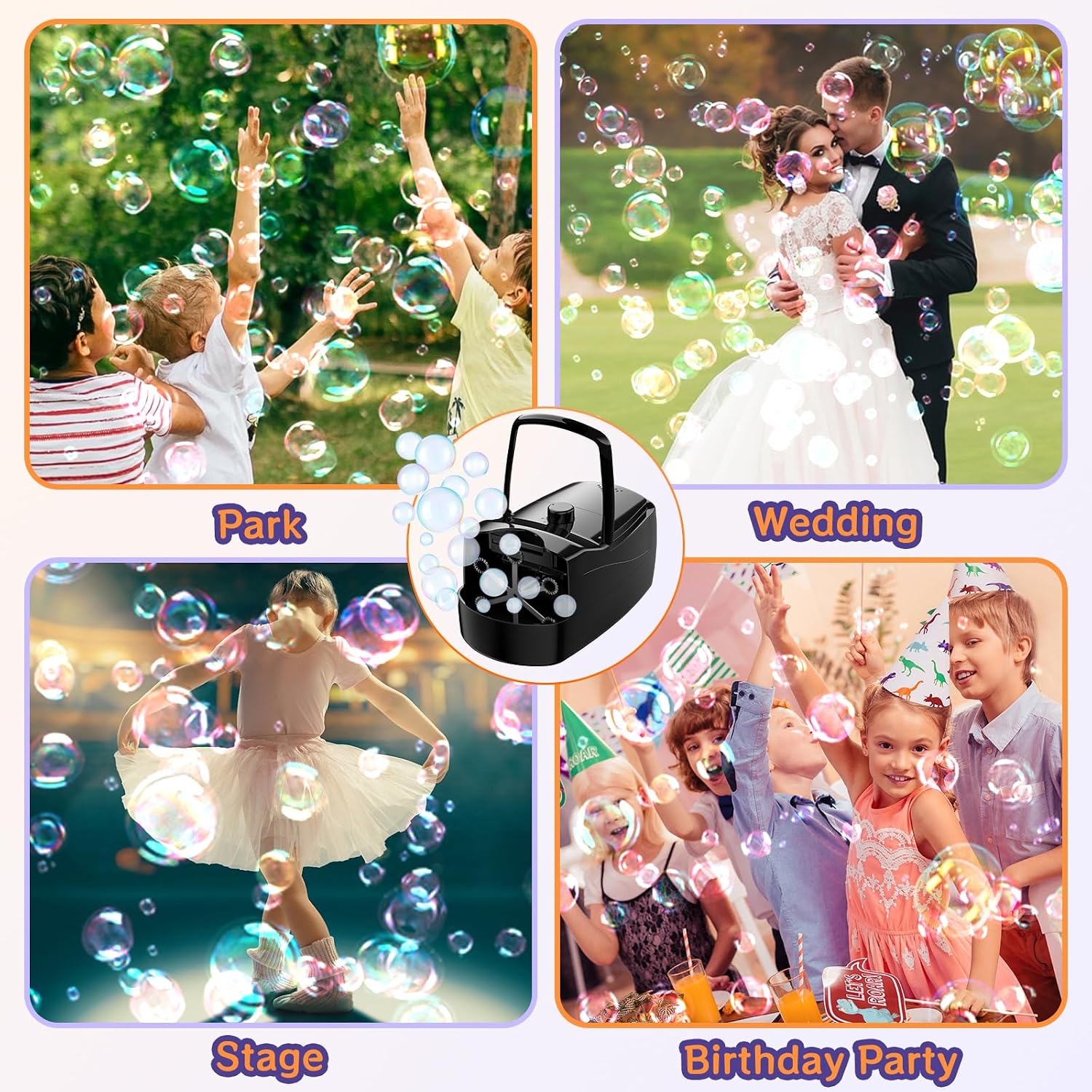 Thumbnail 4 de Sizonjoy Bubble Machine: Automatic Bubble Blower for Kids and Parties (Black)