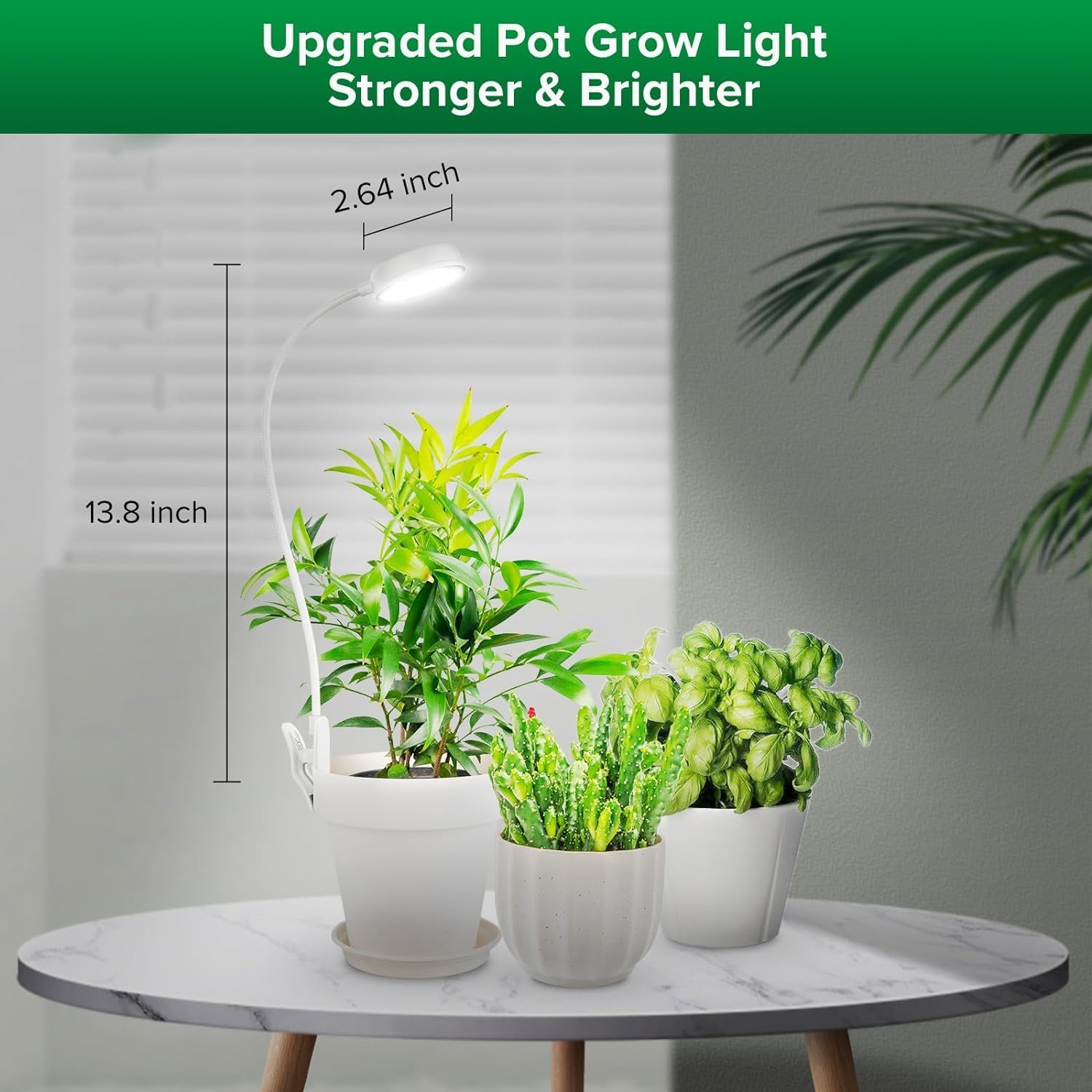Thumbnail 5 de SANSI Grow Light for Indoor Plants (4000K Sunlike White) Pot Clip LED with 3/6/12H Timer & Gooseneck