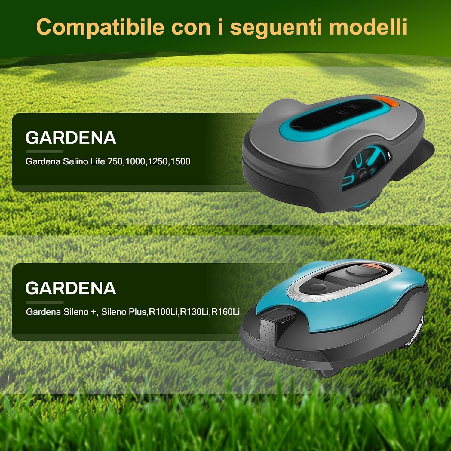 Detalle de Disco Lama + 6 Lame Compatibile con Gardena Sileno Life, Sileno Plus, R100li, R130li, R160li – Taglio più Efficiente