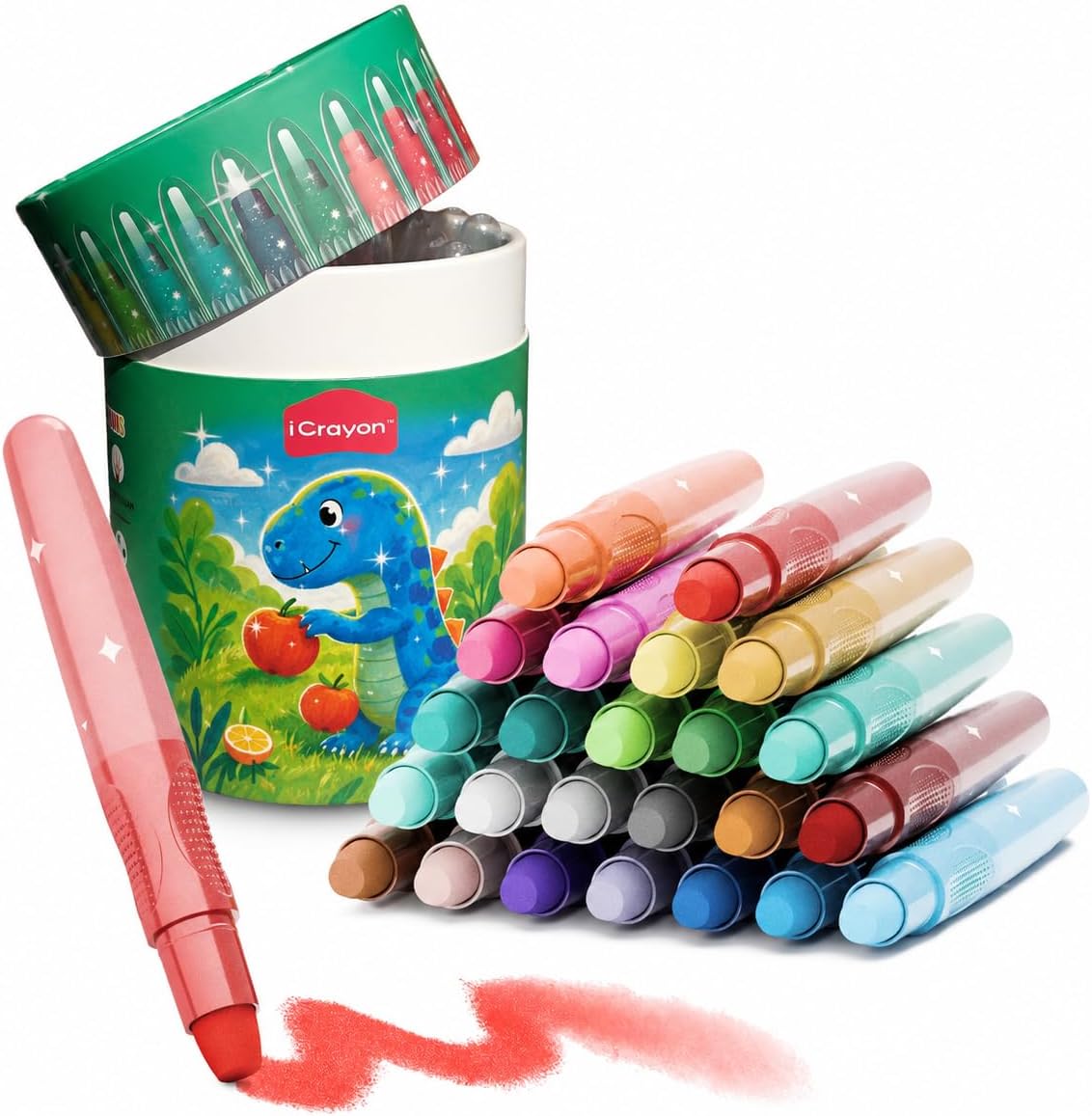 Detalle de Rainbow Sparkle Metallic Watercolor Gel Crayons (12 colours) twistable pencils for toddlers