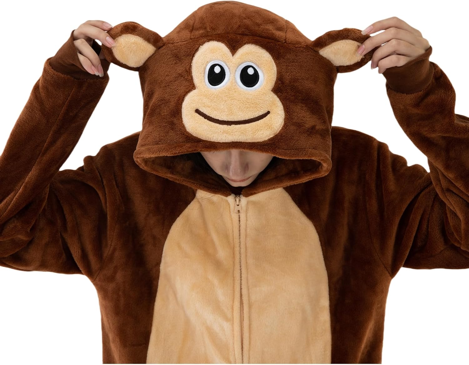 Thumbnail 6 de AILMQYJL Monkey Flannel Onesie Pajamas with Hood and Zipper