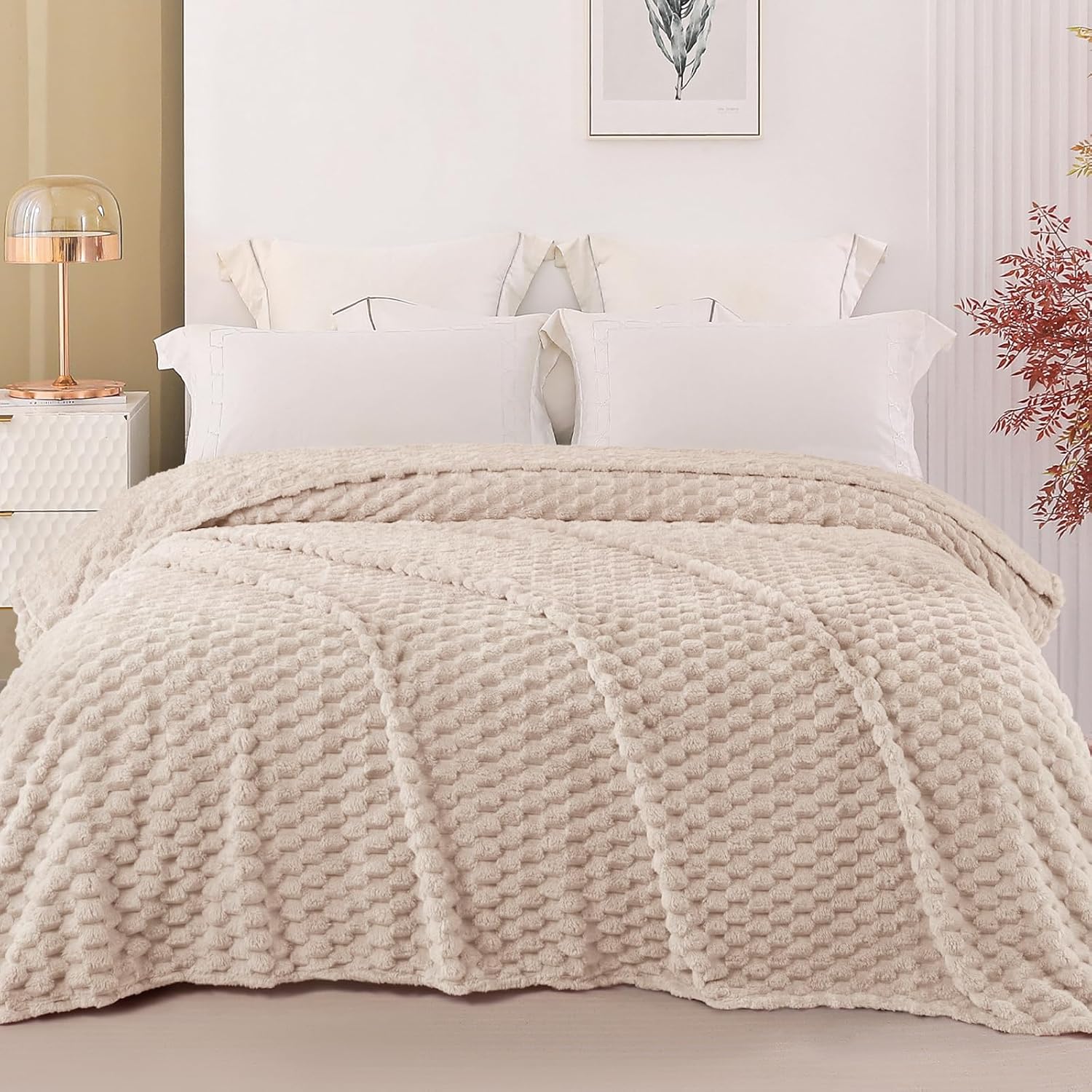 Detalle 2 de Exclusivo Mezcla Fleece King Size Blanket for Bed, Extra Large 230x265 CM