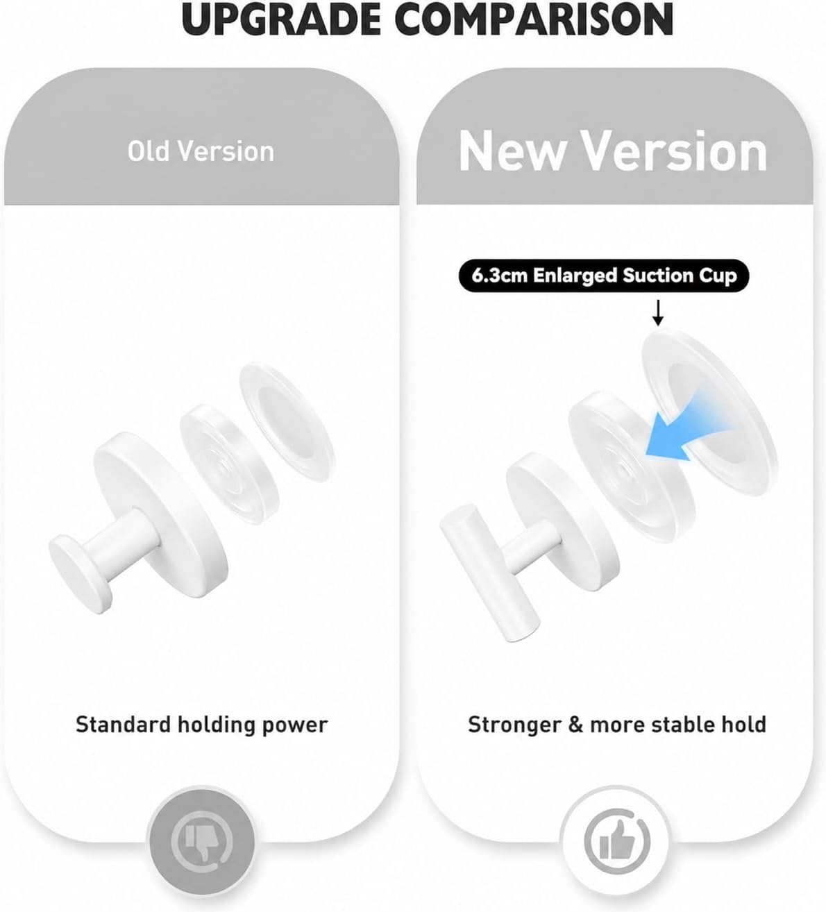 Thumbnail 3 de MOTAIPEAK 63-hooks Suction Cup Shower Hooks, White Stainless Steel 2-Pack