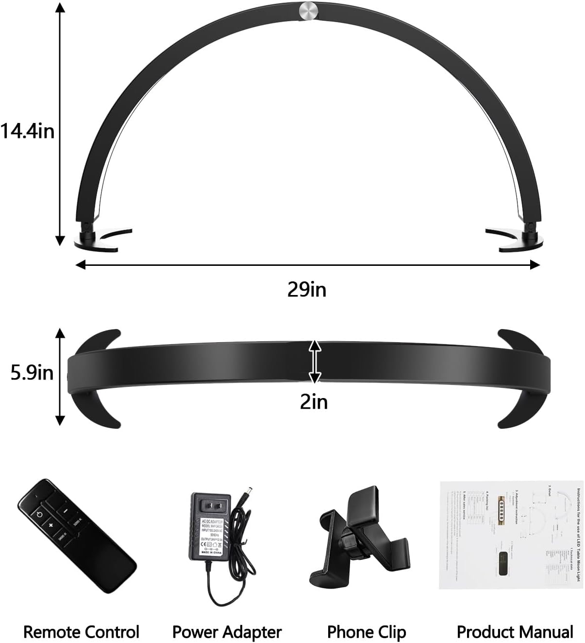 Thumbnail 5 de yAyusi Mezza Luna Lampada per Unghie da Tavolo con Supporto, 74 cm e Controller con Telecomando