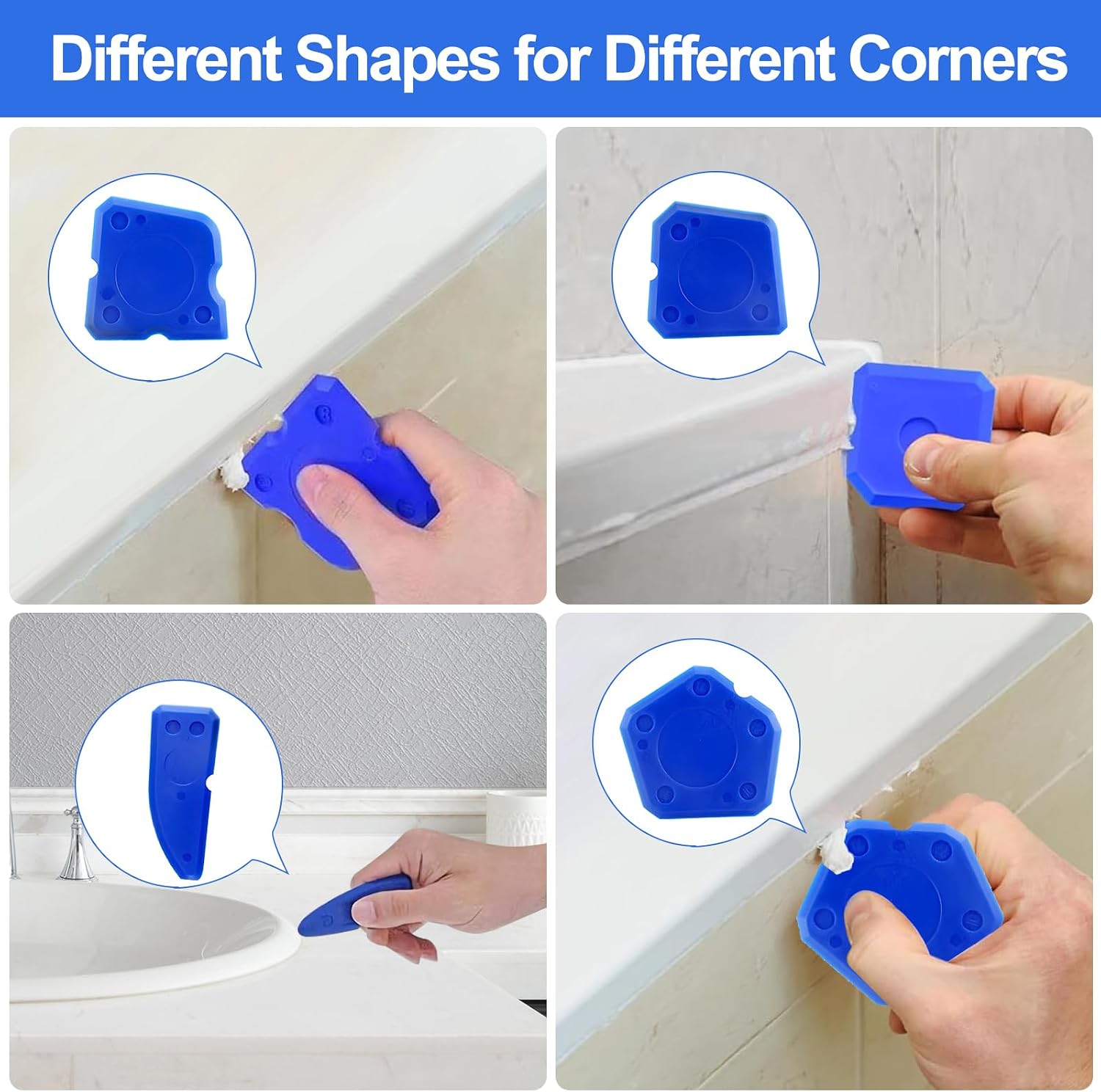 Detalle de Spatola per Silicone Kit 5 in 1: strumenti essenziali per rimuovere e rifinire silicone in bagno, cucina e finestre