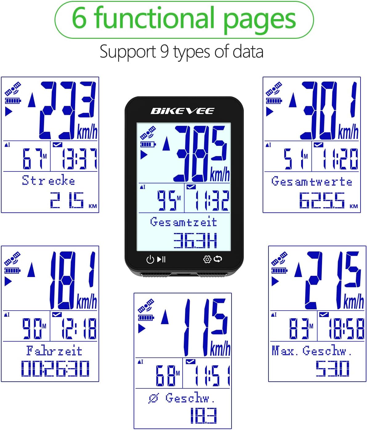 Thumbnail 1 de Bikevee GPS Fahrradcomputer Kabellos IPX7 – 2,4" FSTN Display, 28h Akku