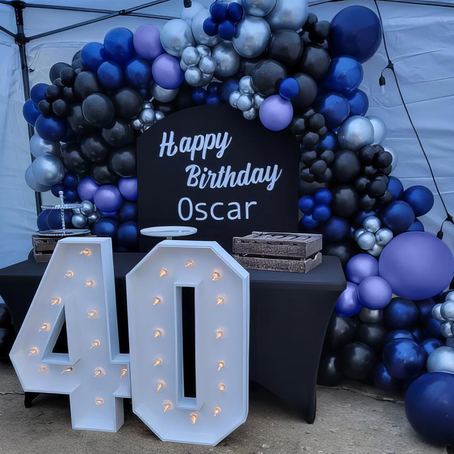 Detalle de Blue and Black Balloons Set — Navy, Silver, and Black Latex Party Balloons (61 Pieces)