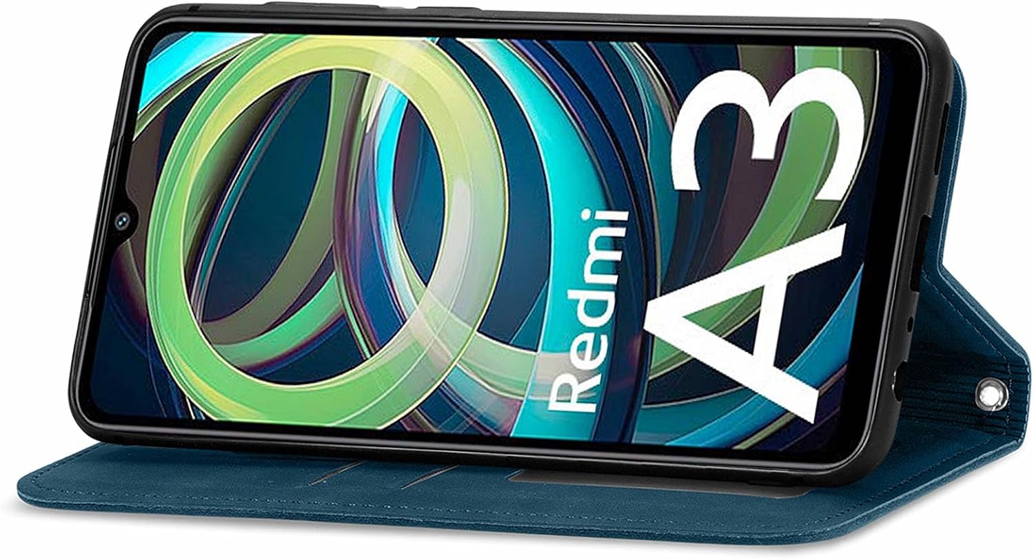 Detalle de Cracedily Handyhülle für Xiaomi Redmi A3 / A3X – Klapp-Flip Case mit Kartenfach, Magnetverschluss und Standfunktion (Blaugrün)