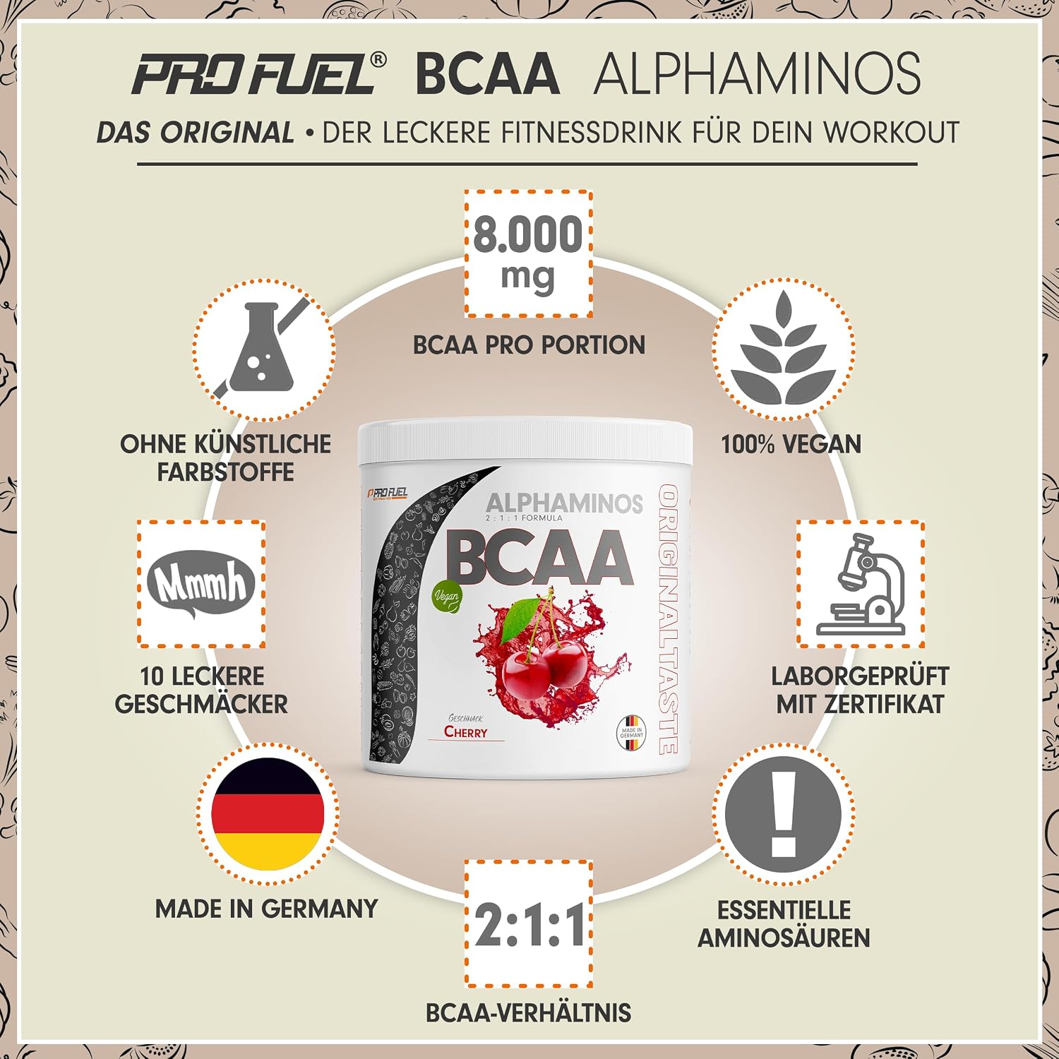 Detalle 2 de Alphaminos BCAA Pulver Kirsch 300 g