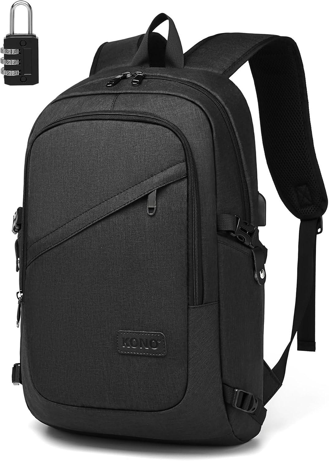 Detalle de Kono Laptop Backpack: 15.6 Inch Bag with USB Port and Anti-Theft Security