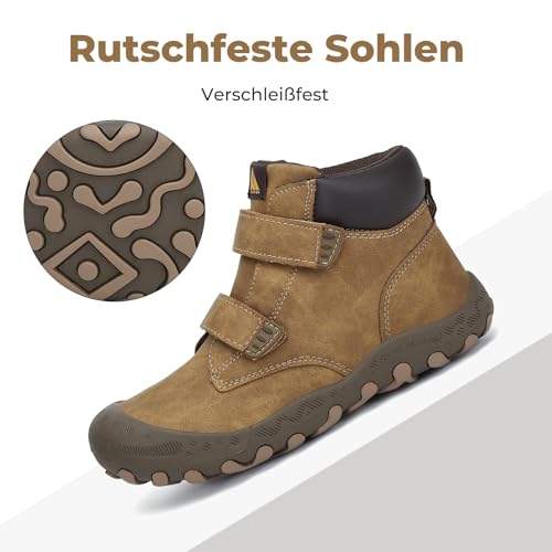 Detalle 2 de Mishansha Kinder Wanderschuhe: Leicht, griffig und einfach an- und auszuziehen (Braun 29 EU)