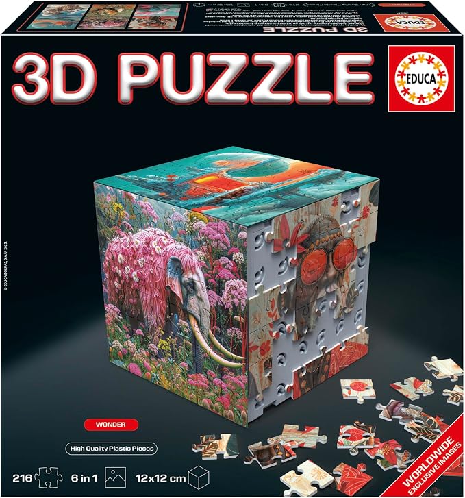Detalle de Educa 3D Puzzle Wonder 🧩 Cubo con 216 Piezas para Adultos