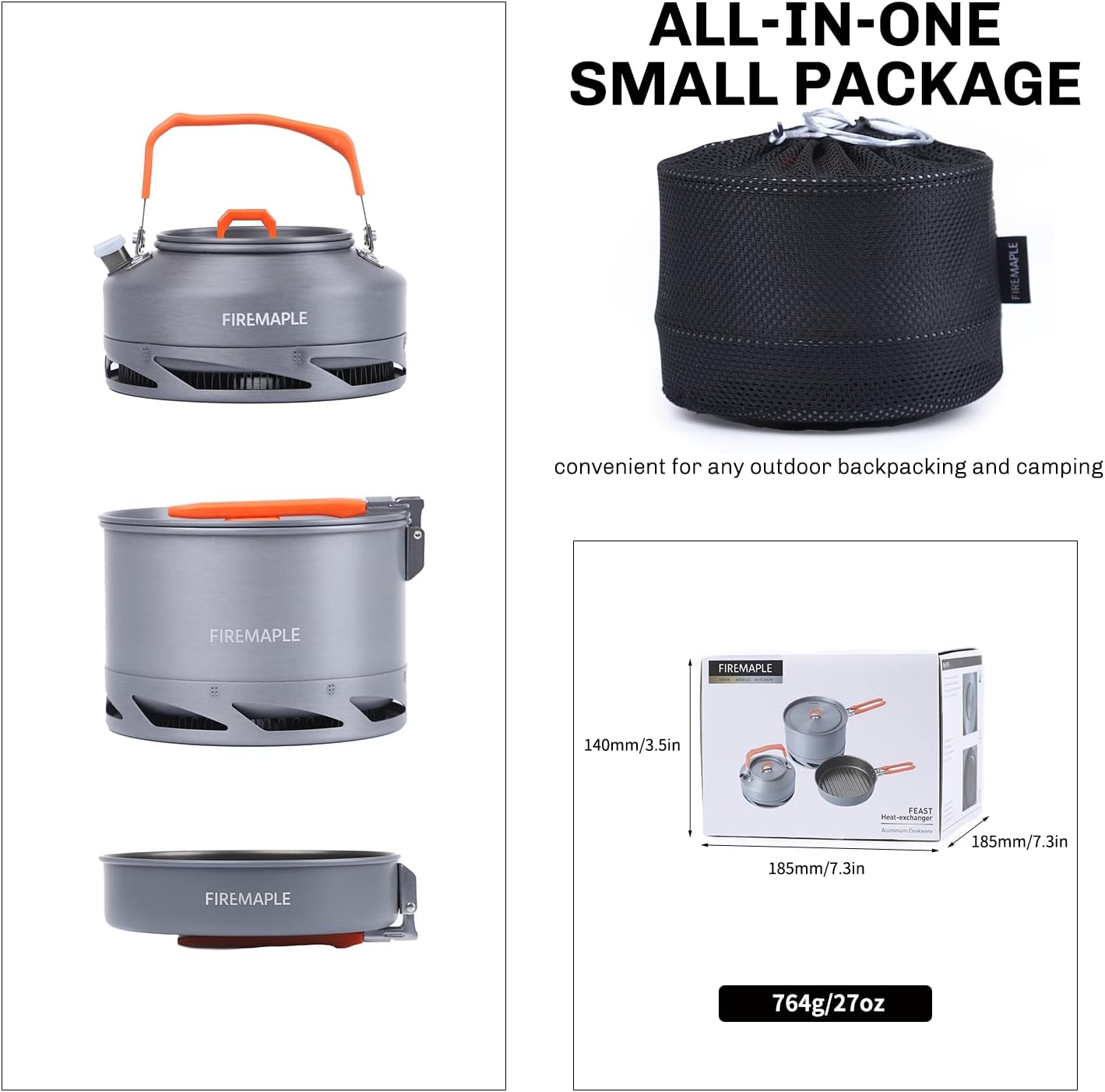 Thumbnail 5 de Fire-Maple Kit de Casserole Camping : ensemble compact avec échangeur de chaleur