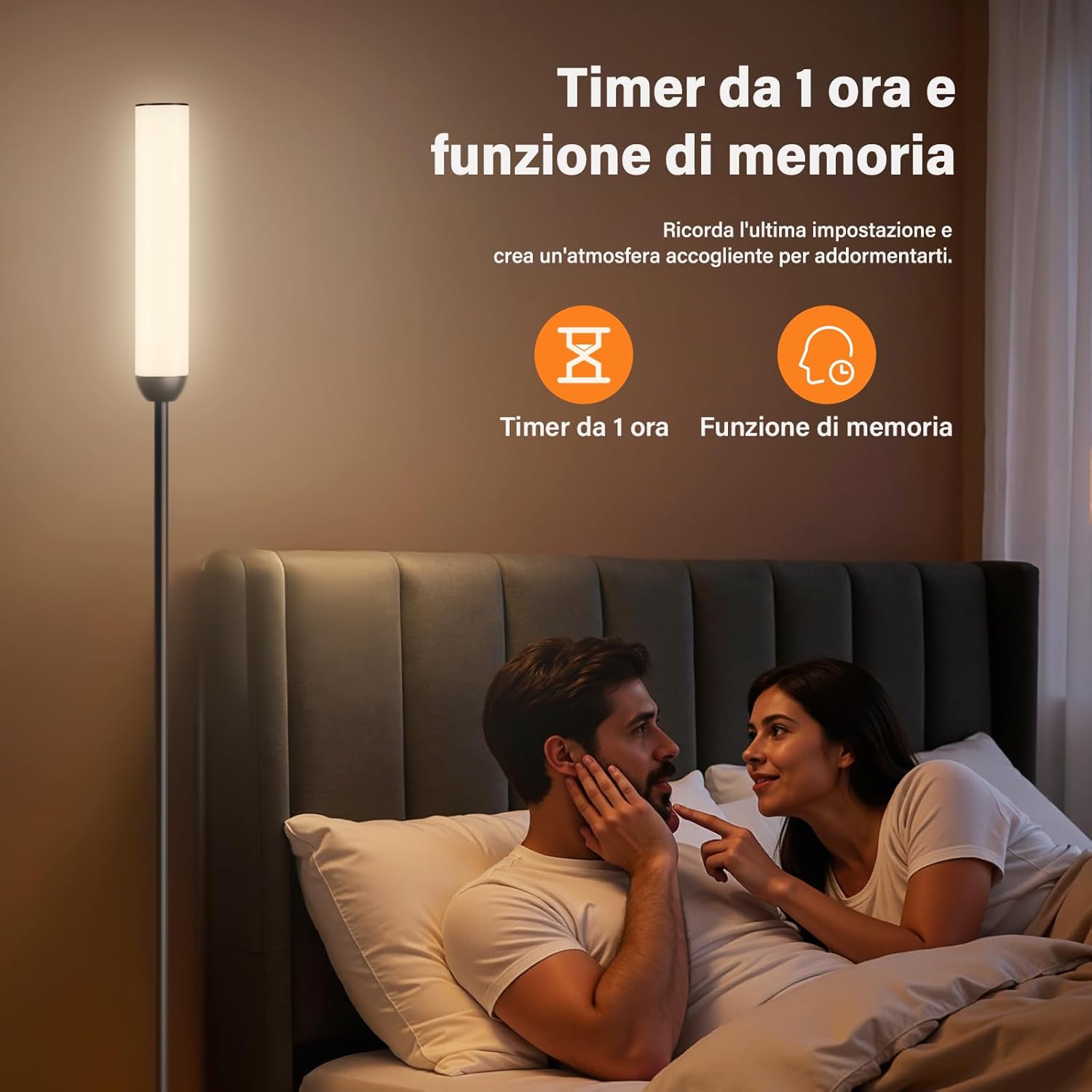 Thumbnail 5 de PreeOtti LED-Stehlampe für Wohnzimmer, dimmbar, mit Fernbedienung & 5 Farbtemperaturen (schwarz)