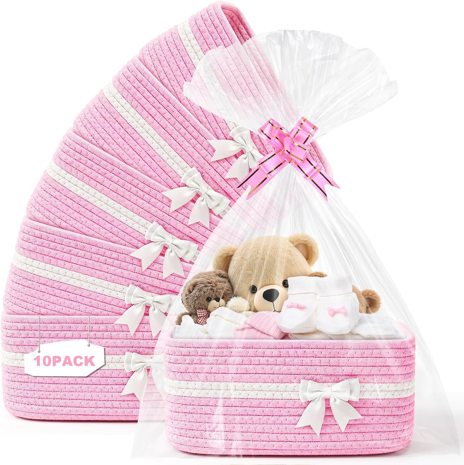 Detalle de Mkway Cotton Rope Gift Baskets 12x8x5