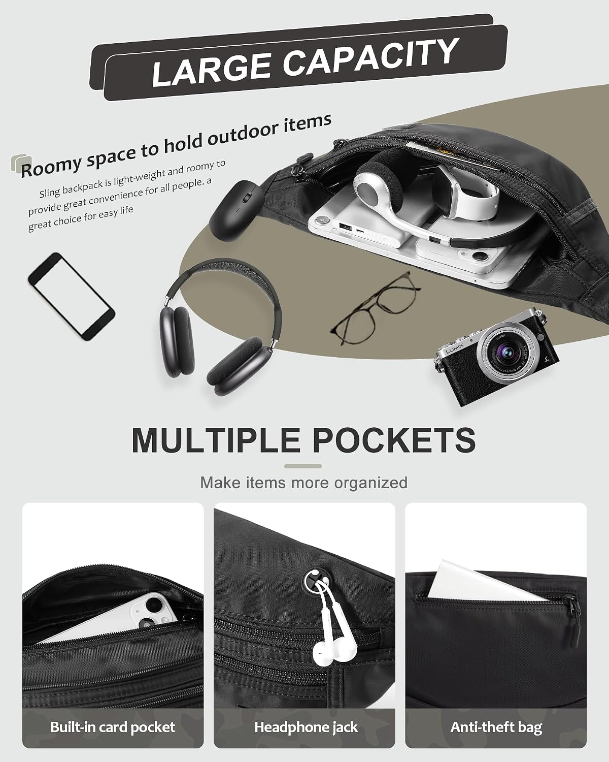 Detalle de SZSYCN Bauchtasche: Vielseitige Hüfttasche für Outdoor-Aktivitäten