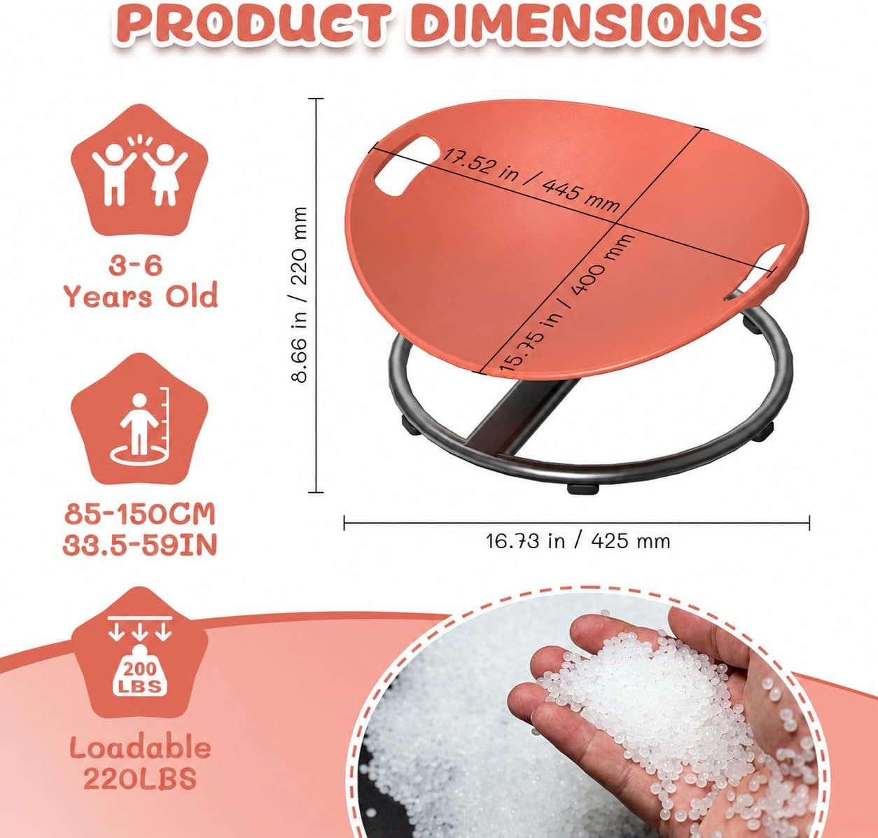 Thumbnail 2 de Pozoera Sensory Spinning Chair, 220-lb Capacity