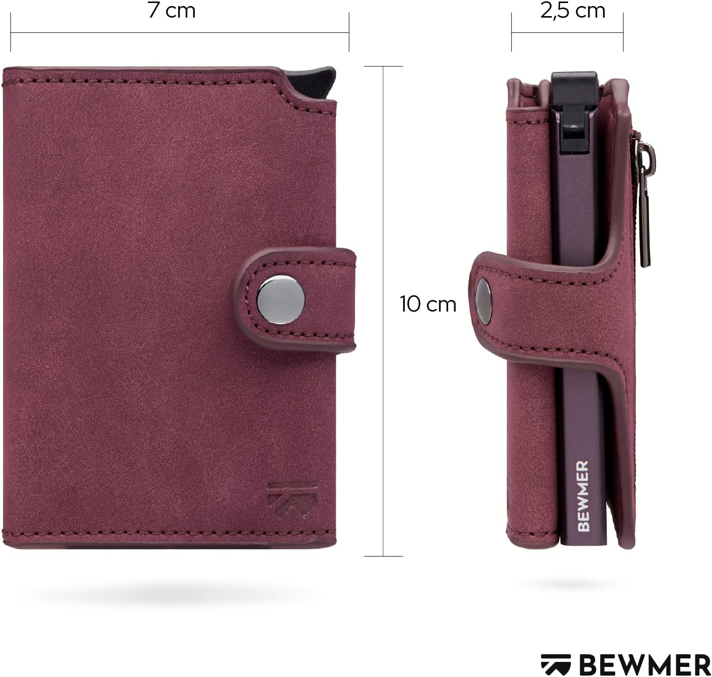 Thumbnail 4 de BEWMER v2 Shielded Slim Wallet mit Münzfach – RFID-Schutz, 9 Kartenplatz, veganem Leder