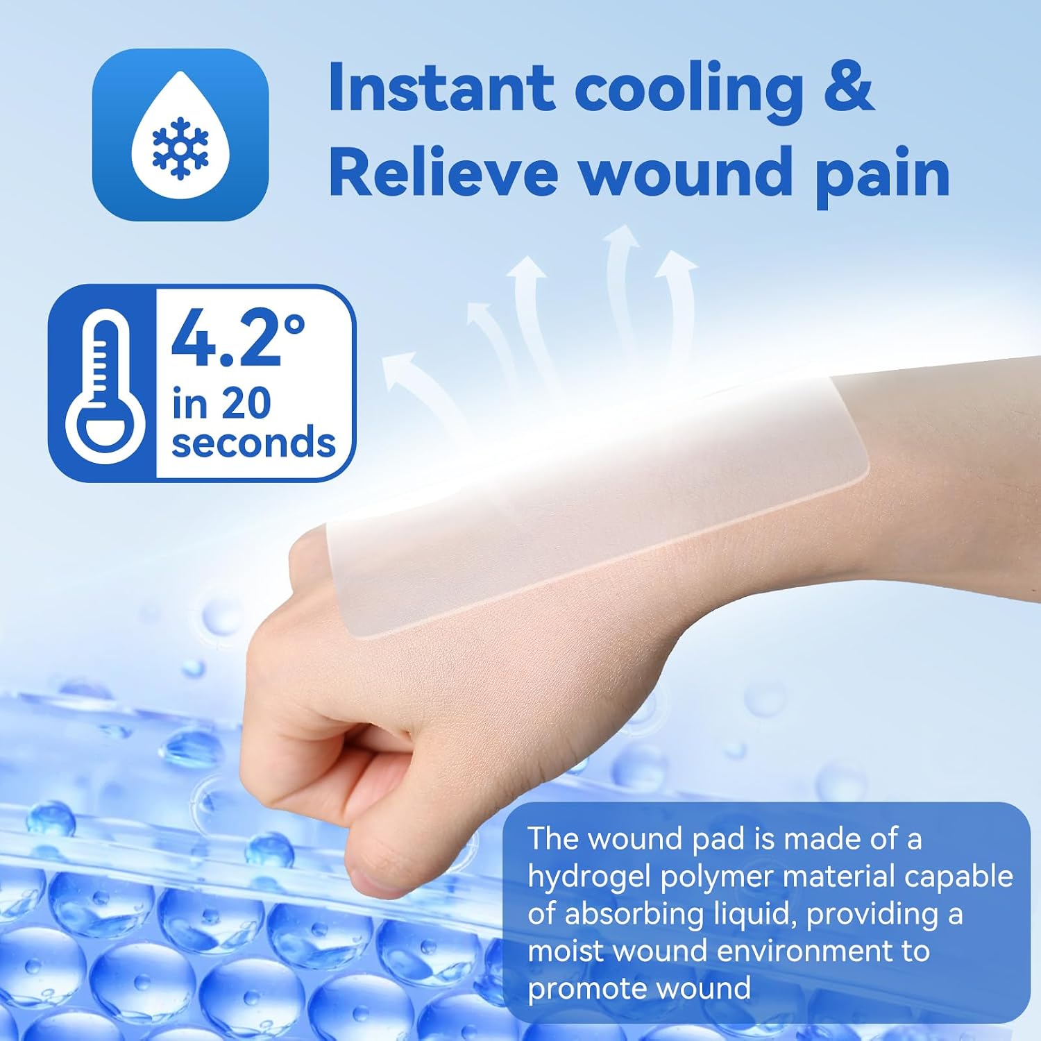 Thumbnail 1 de Dimora Hydrogel Burn and Wound Dressing 4" x 4" (10 Count) – Instant Cooling Relief for Minor Burns & Wounds