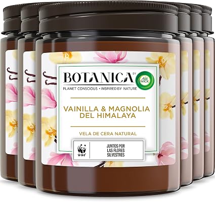 Botanica by Air Wick Vela Aromática Vainilla y Magnolia 🌸 (6 uds)