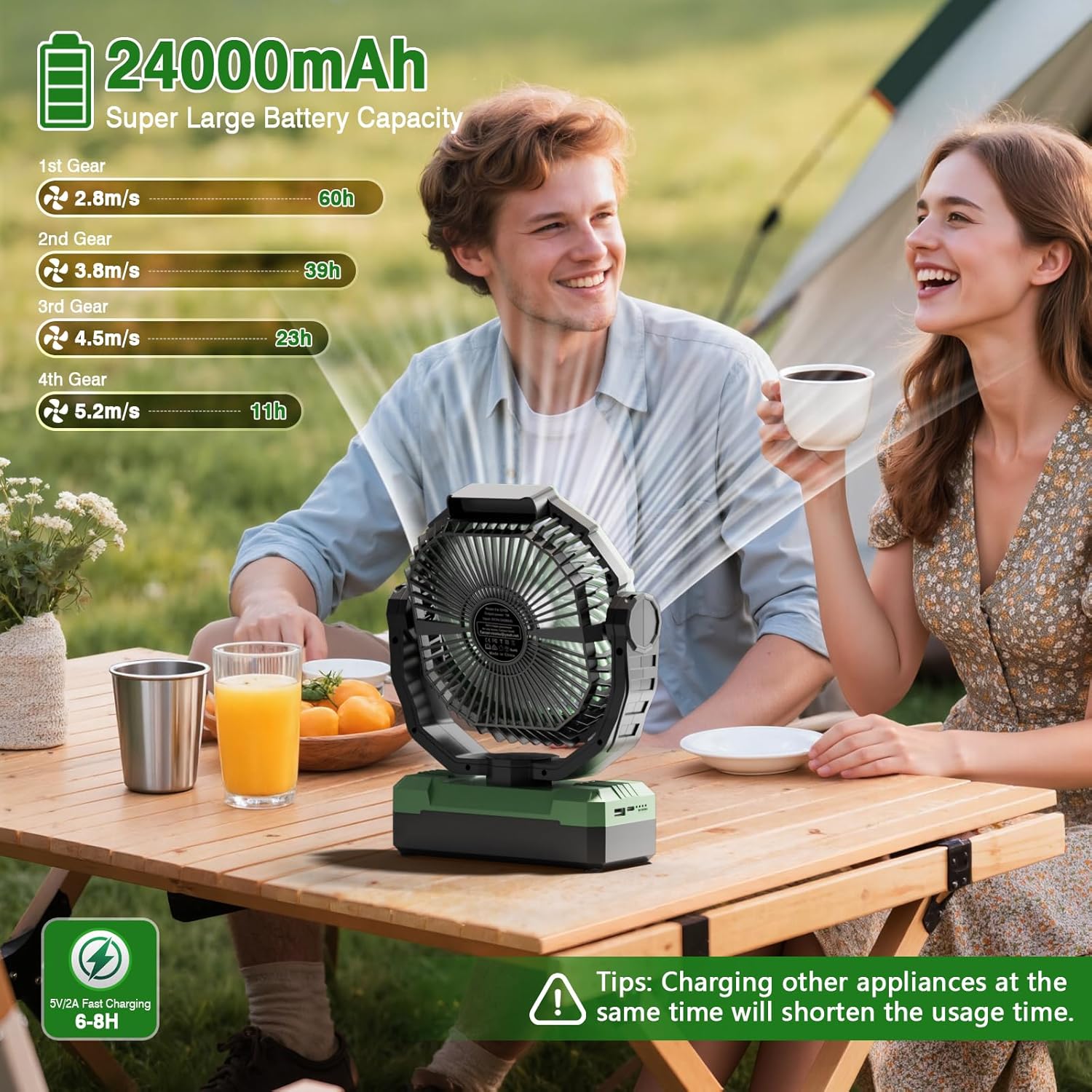 Thumbnail 1 de FRIZCOL 3-in-1 Camping Fan — 24000mAh Portable, Light, and Remote