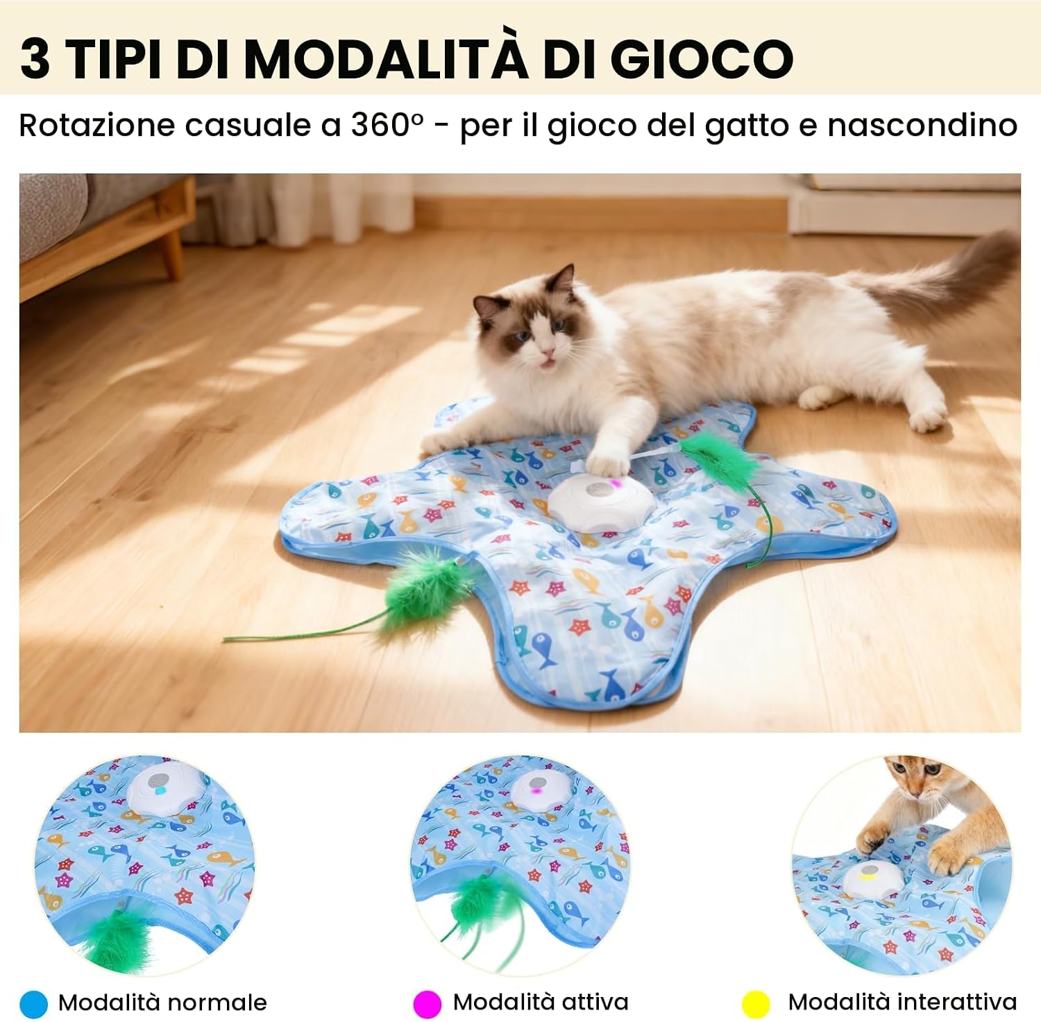 Detalle de FIVAVA Giocattolo interattivo per gatti ricaricabile e silenzioso con 3 piume sostituibili