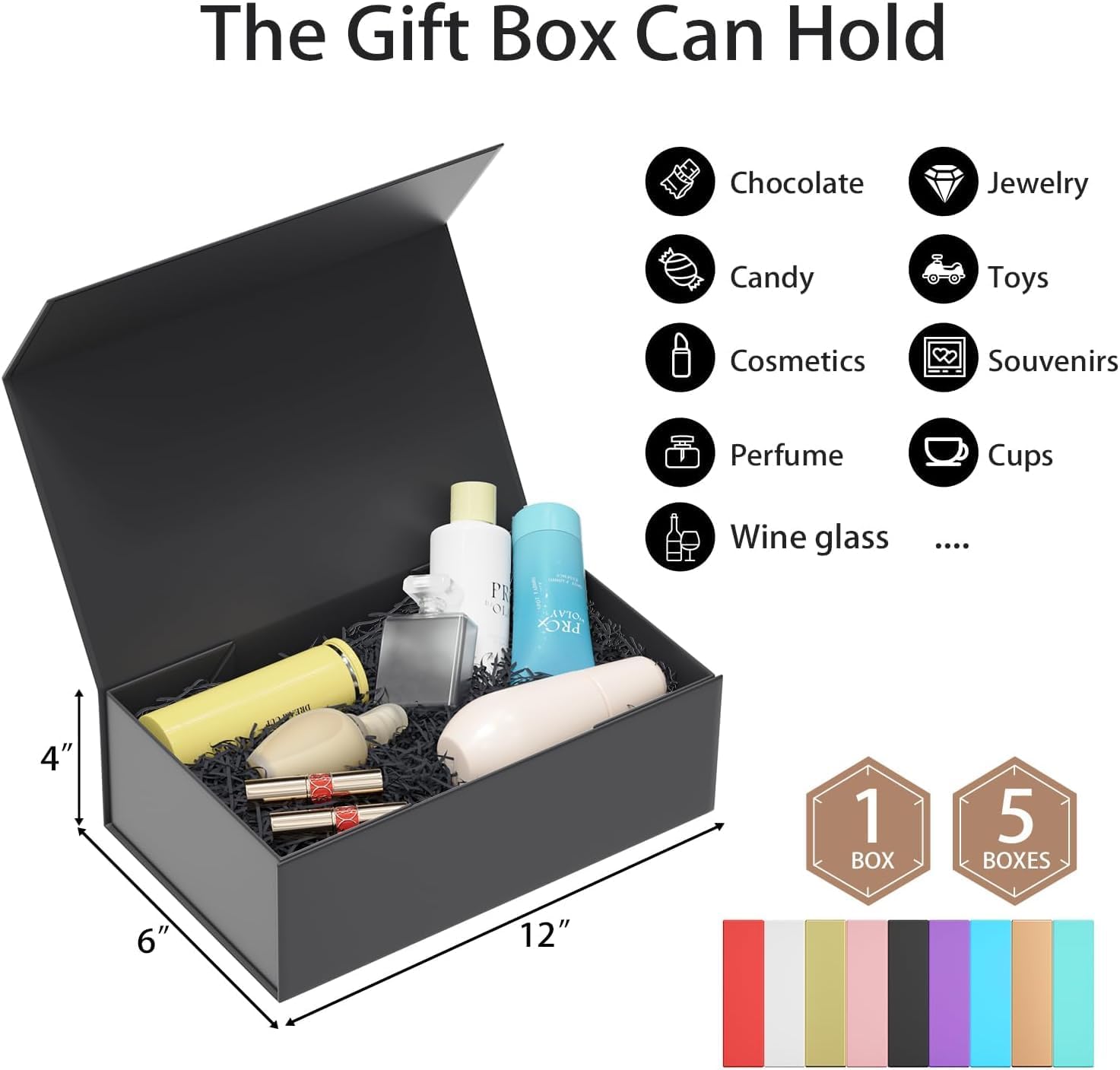 Thumbnail 1 de 5 Pack Gift Boxes with Magnetic Closure (30 x 15 x 10 cm) in Black