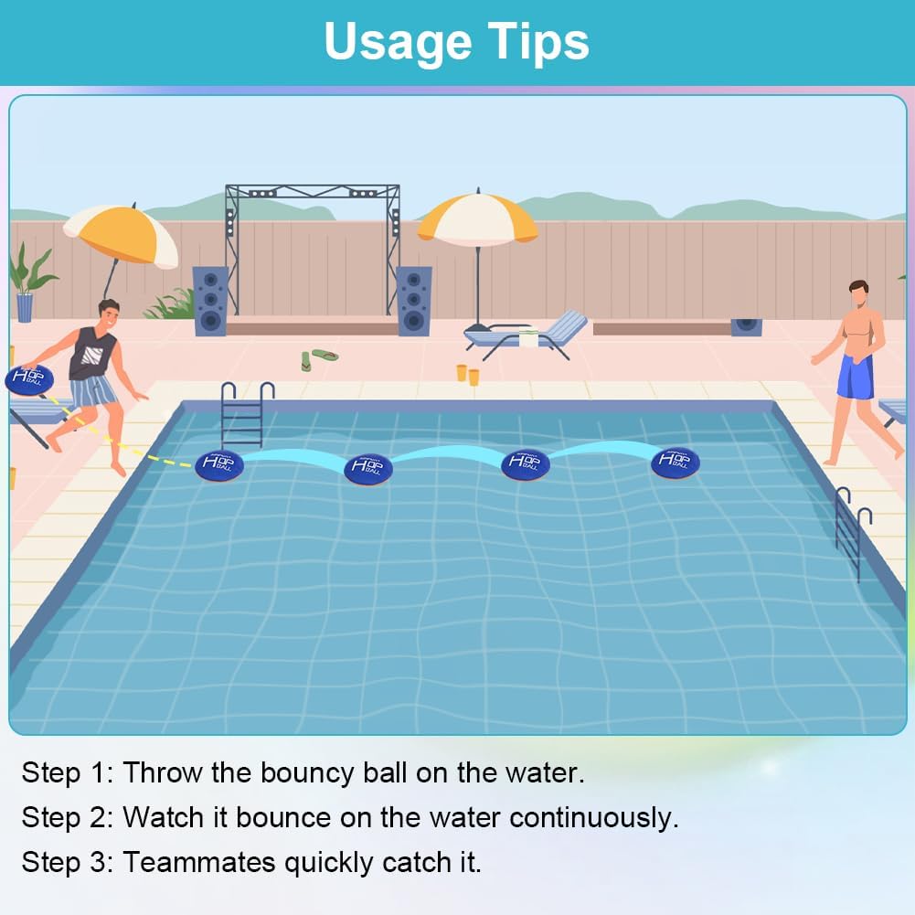 Thumbnail 5 de AMFUN Water Bouncing Ball – 4-Pack: Fun Skimming Balls for Pool, Beach and Water Games