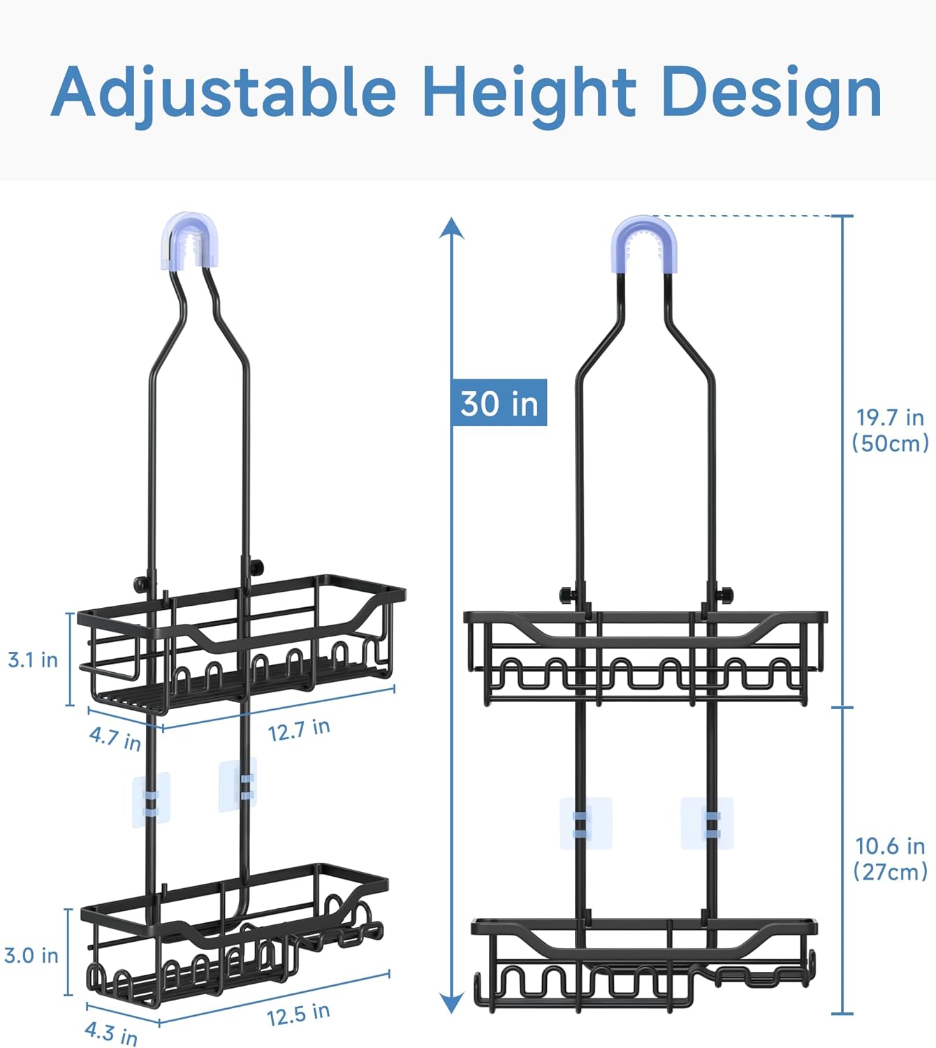 Detalle 2 de Joqixon Upgraded Extended Length Shower Organizer with Hooks