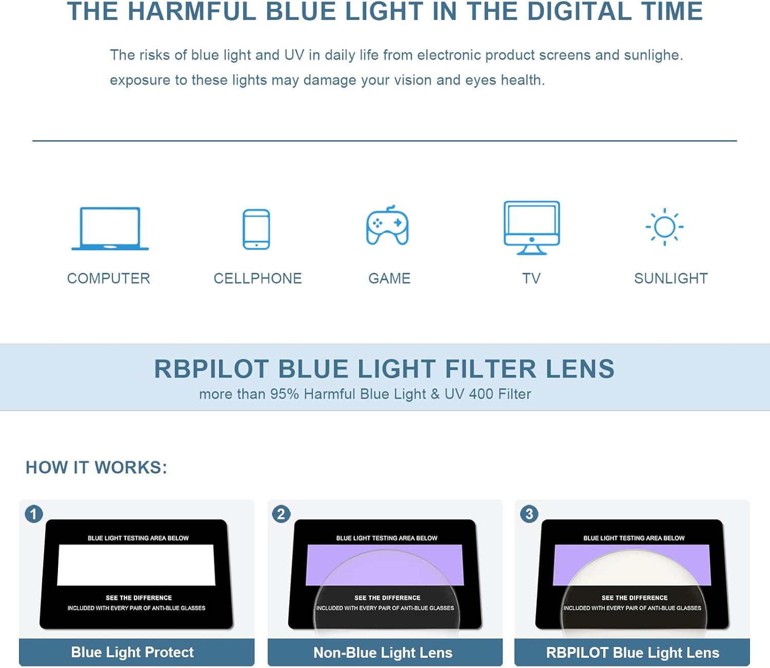 Thumbnail 5 de RB.Pilot Aviator Reading Glasses with Blue Light Blocking Lenses – Spring Temple